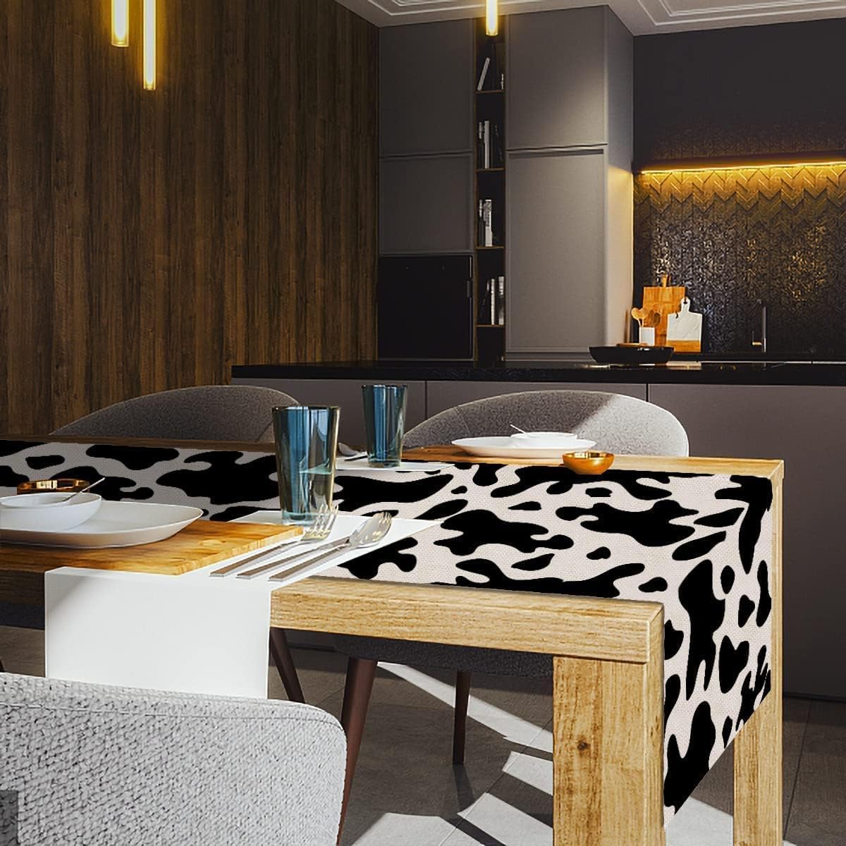 Bathrooms and Foyers Made Beautiful with the nepnuser Cow Print Table Runner