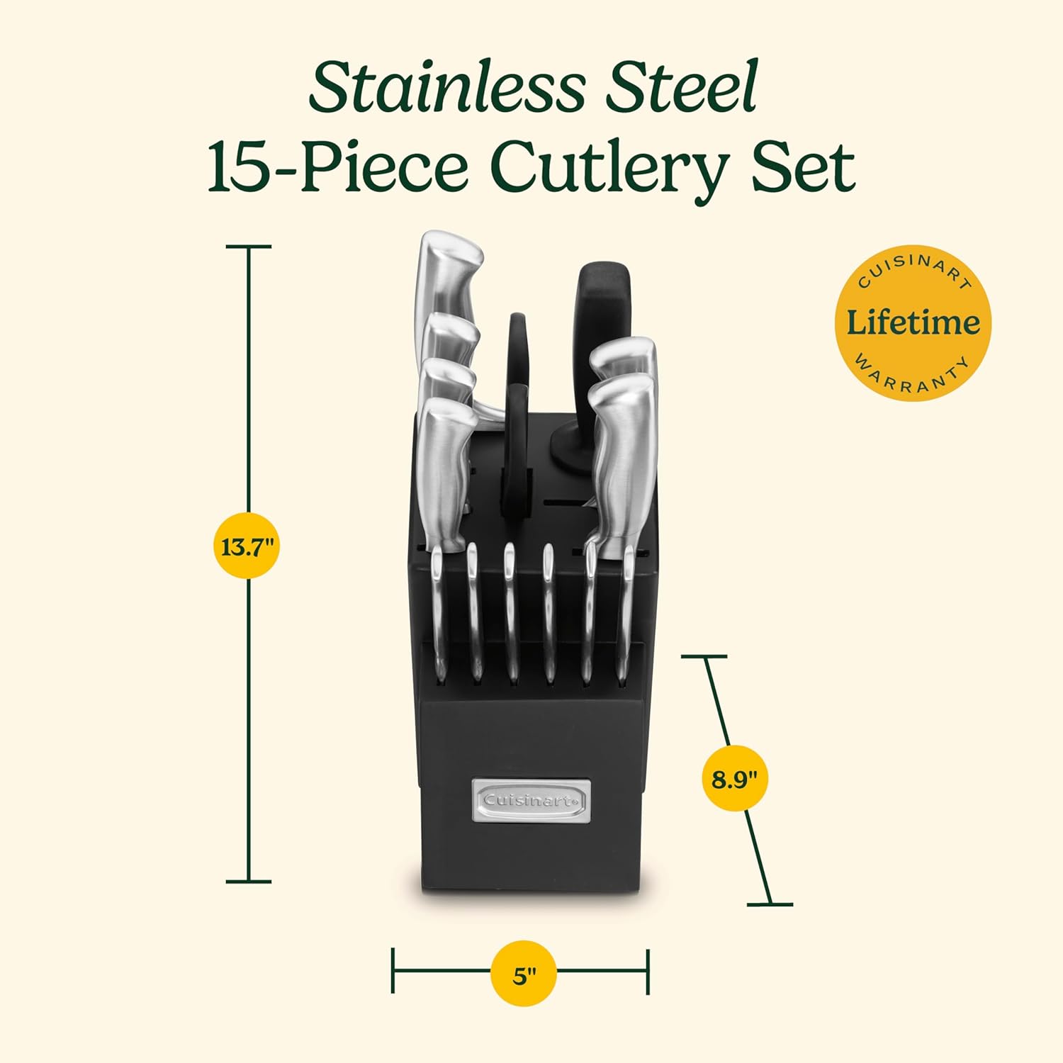 Premium Block Knife Set 15-Piece with Extra-Sharp Blades