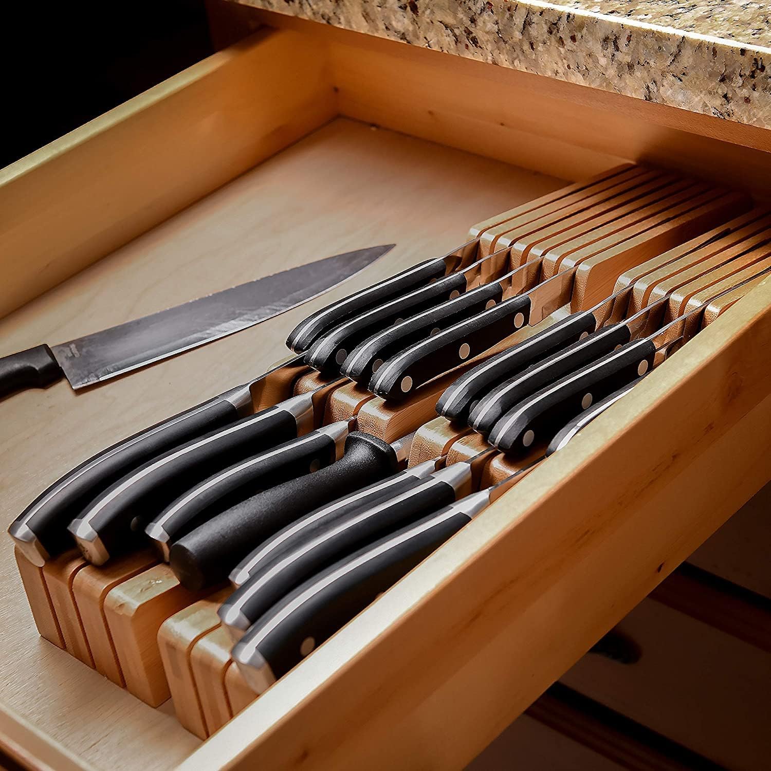 Bamboo Knives Organizer DRAWER Block 16 Knives