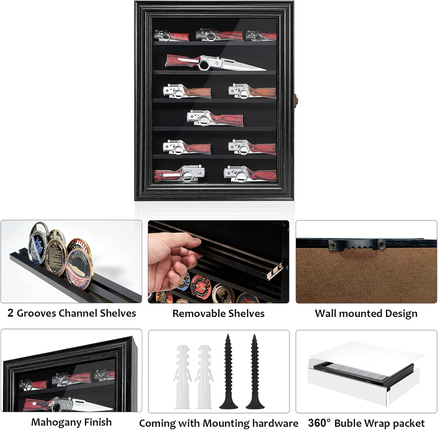 Ultimate Knife Display Case with HD Glass Shelves