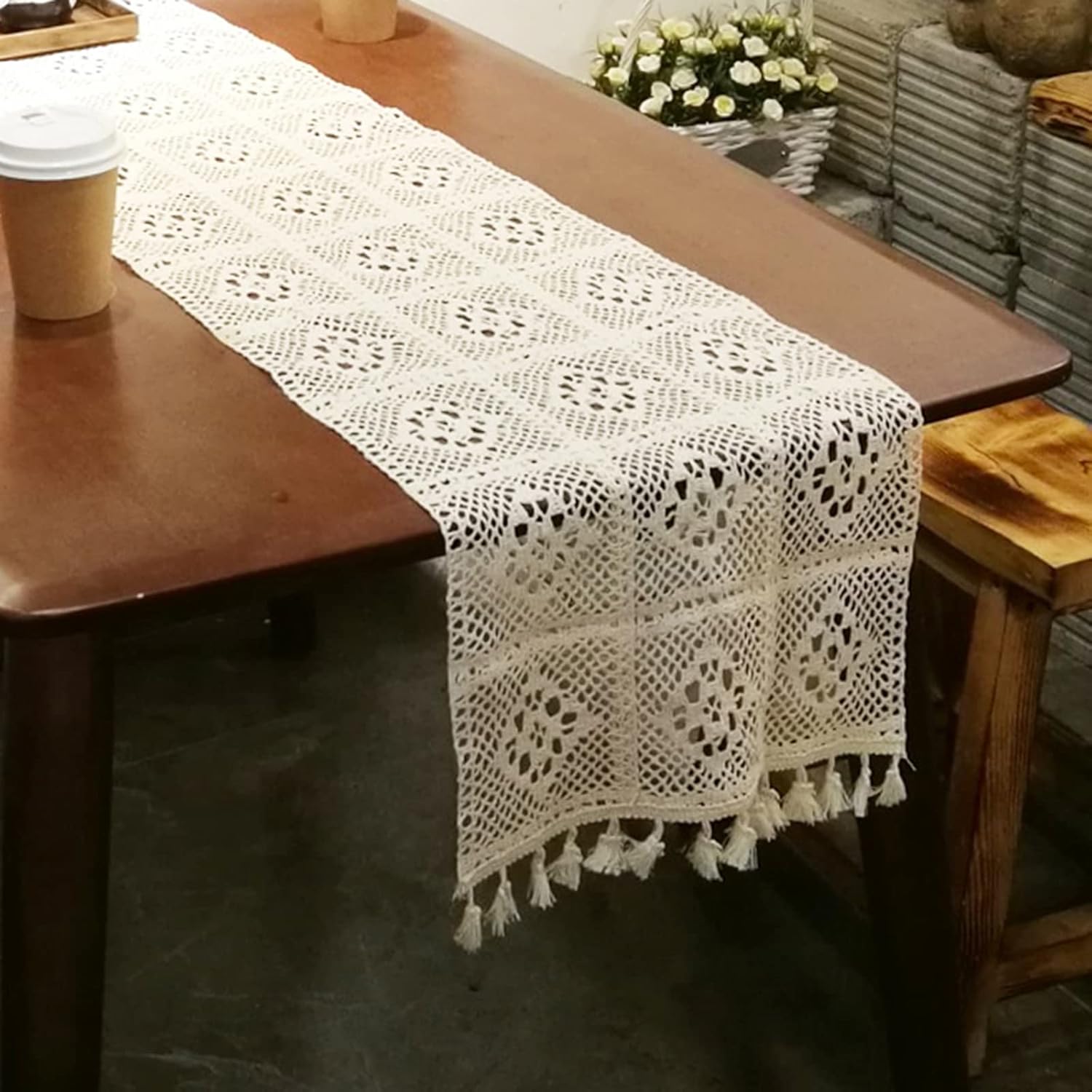 Hsvanyr Beige Table Runner for Bedroom 12x39inch Centerpieces