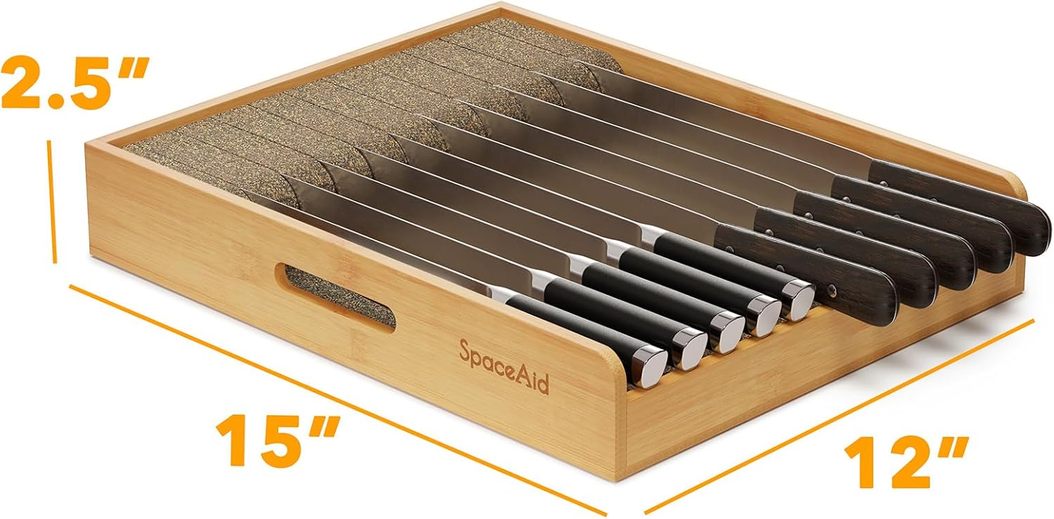 SpaceAid Large Knife Drawer Organizer bamboo insert