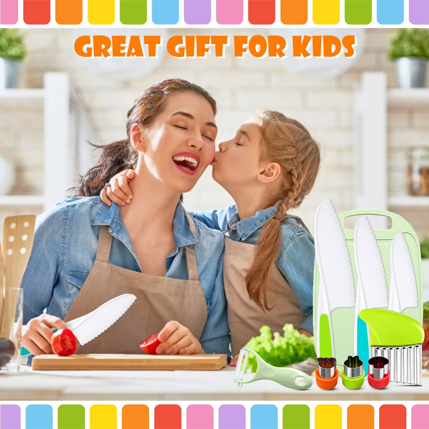 9-Piece Kids Kitchen Knife Set for Real Cooking