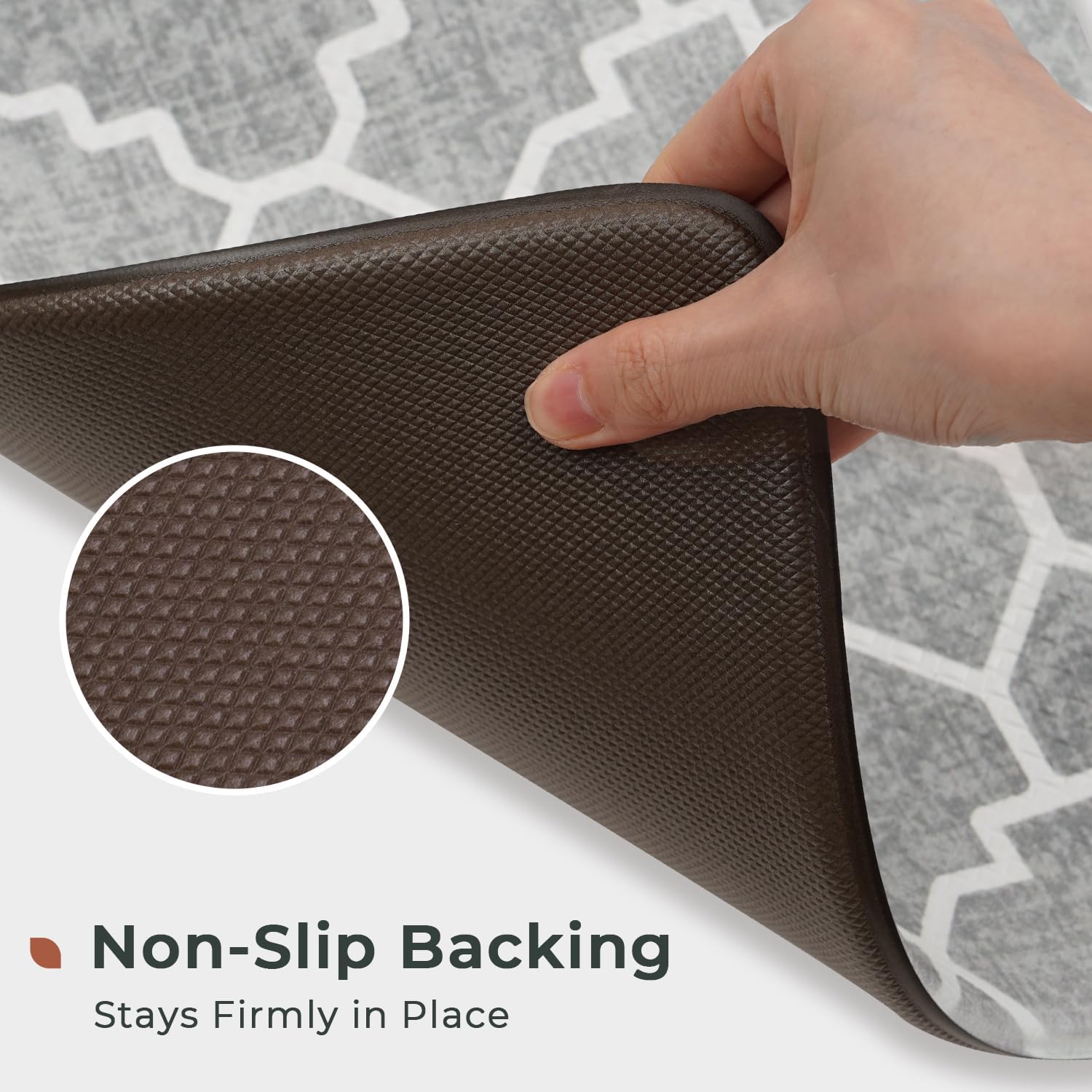 FRESHMINT Kitchen Mat Set of 2 Anti-Fatigue Mat 17x30 17x47 Stone Gray