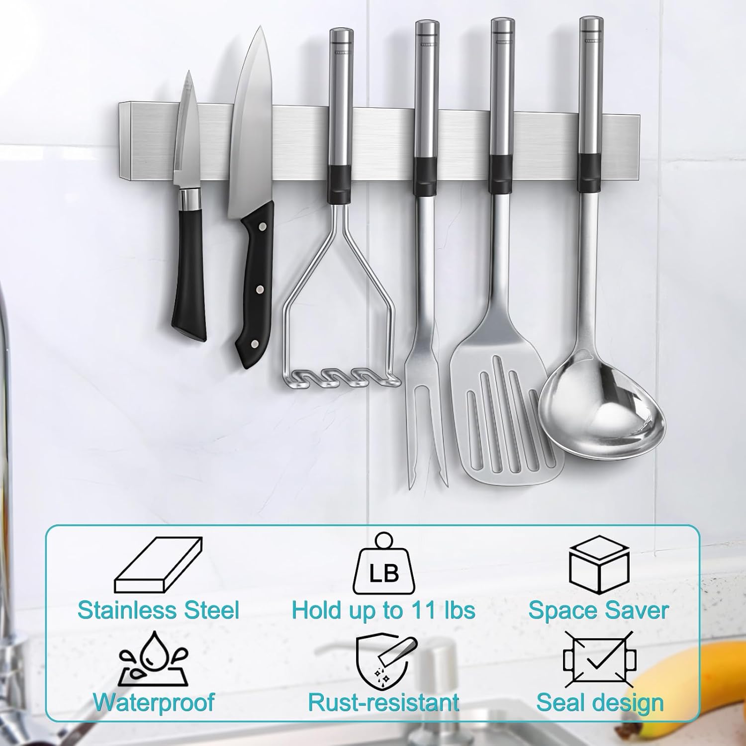 CtrlAltSlice - Magnetic Knife Holder wStrong Detent Perfect forOrganization Clean Storage