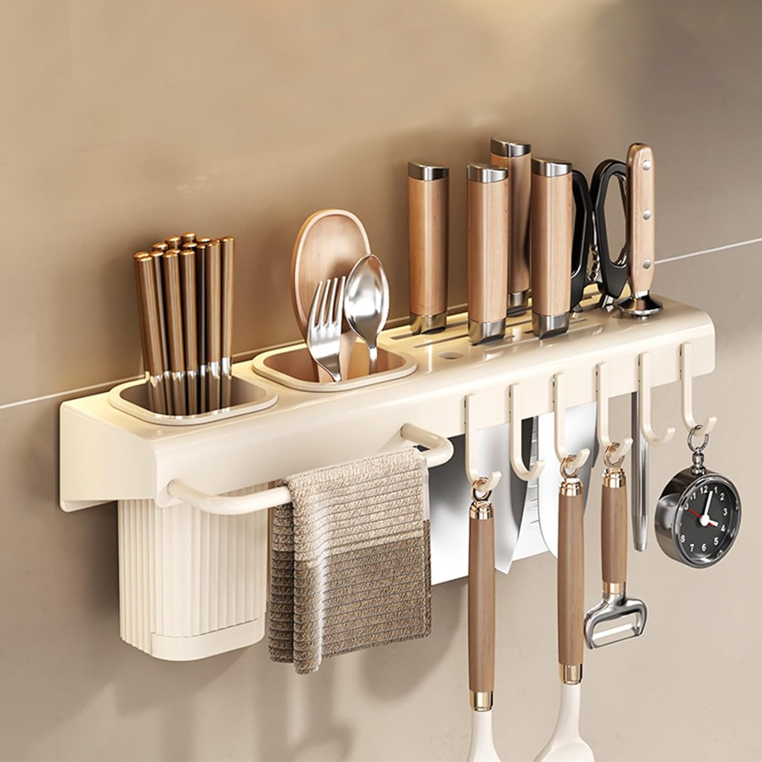 Versatile Plastic Knife Rack for Kitchen Organization
