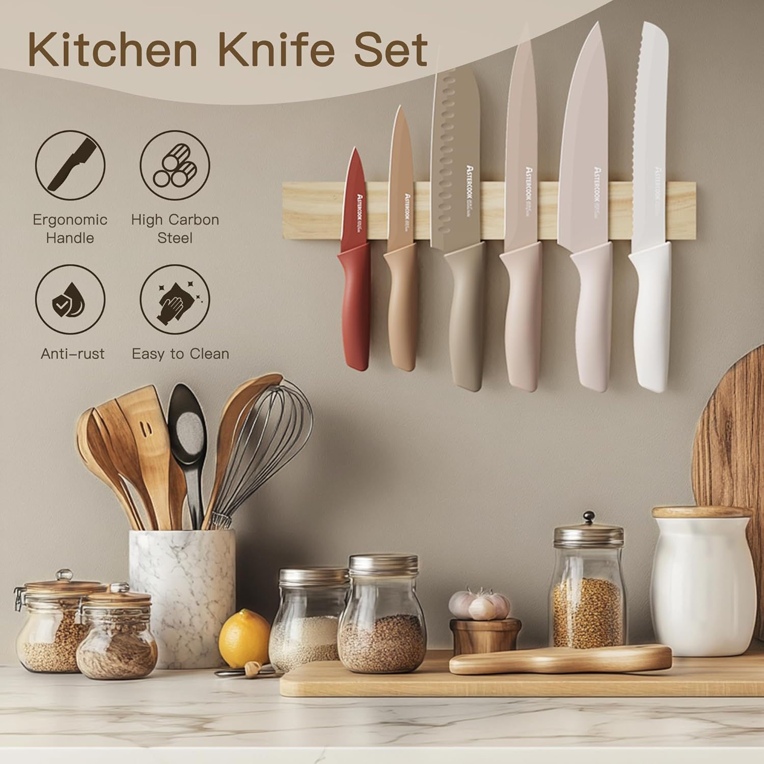 Astercook 13-Piece Knife Set with Anti-Rust Coating