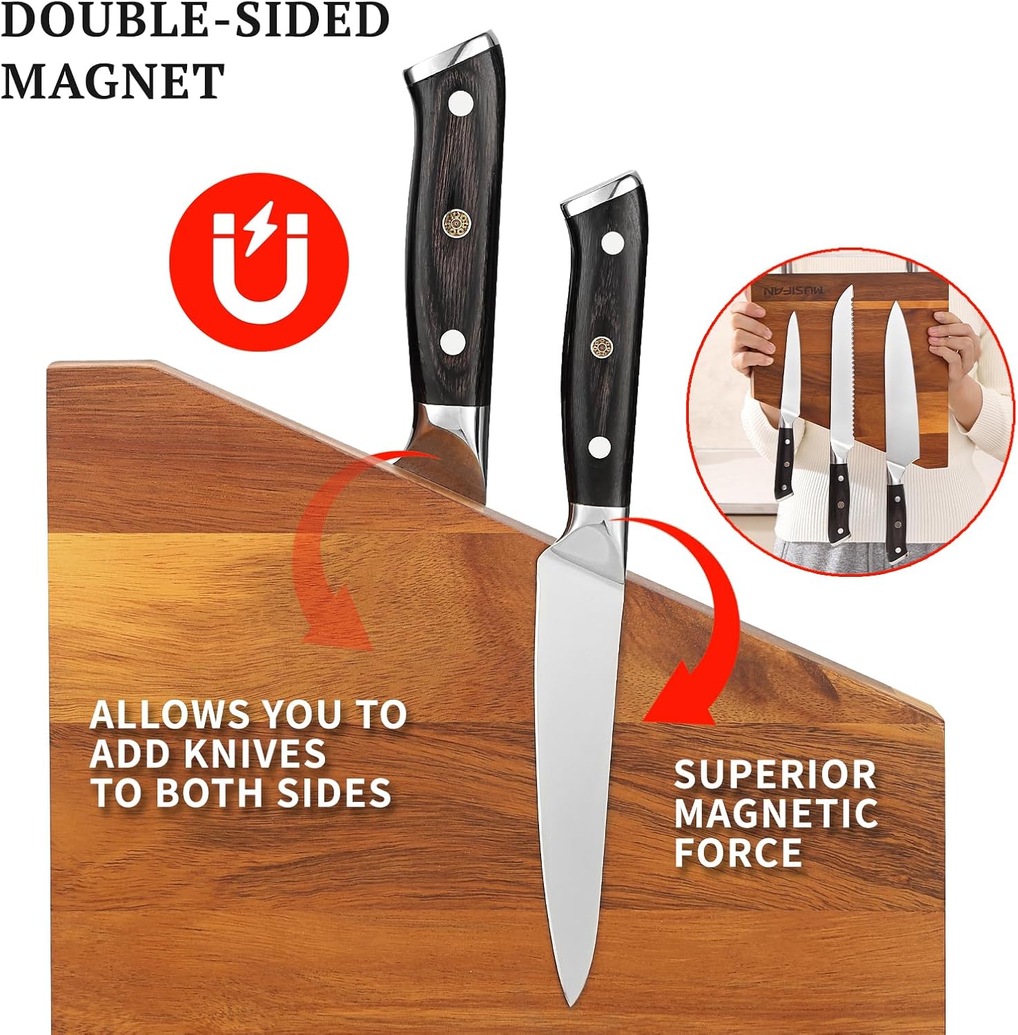 Magnetic Knife Block wStrong suction no knives for Kitchen Organizer