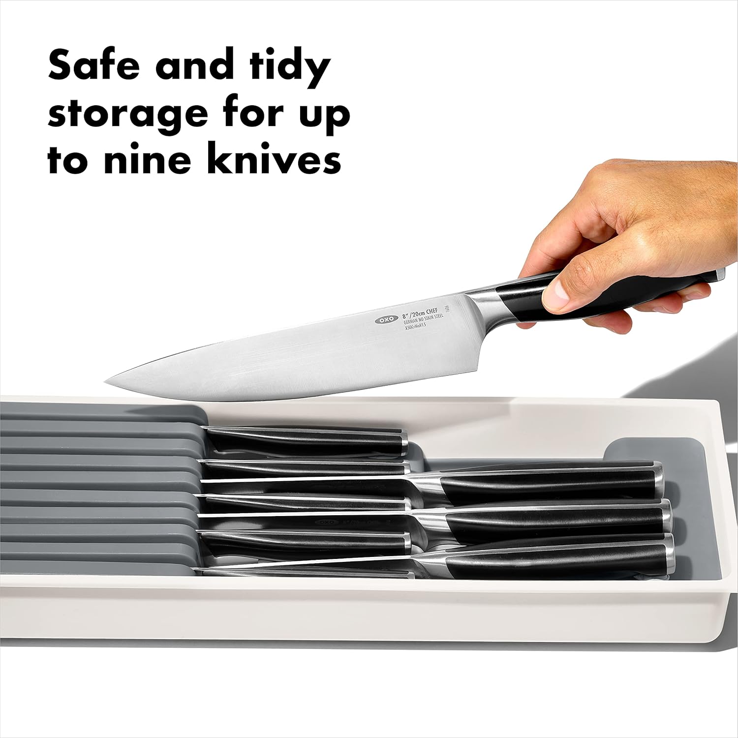 OXO Good Grips Kitchen Drawer Knife Organizer White