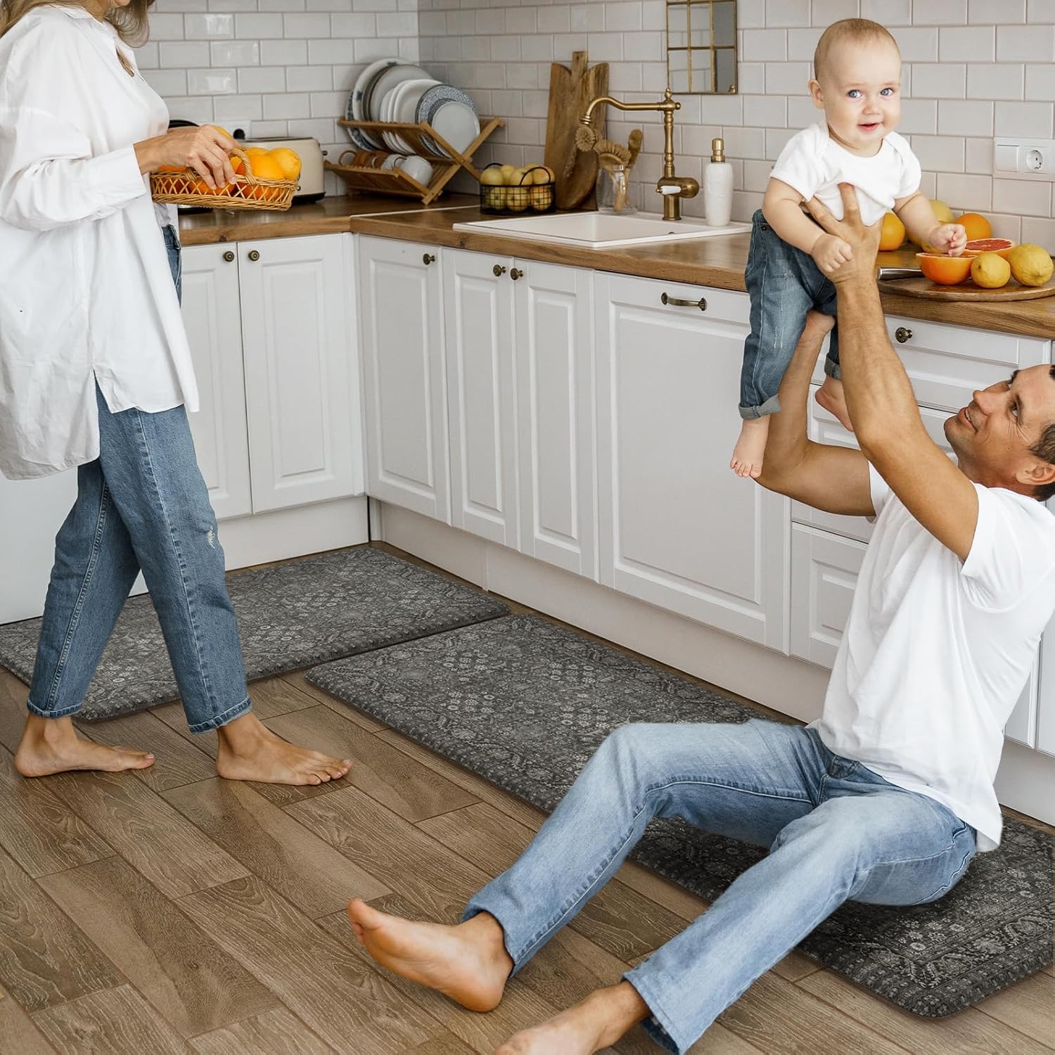 2-Piece Anti-Fatigue Kitchen Rugs Set