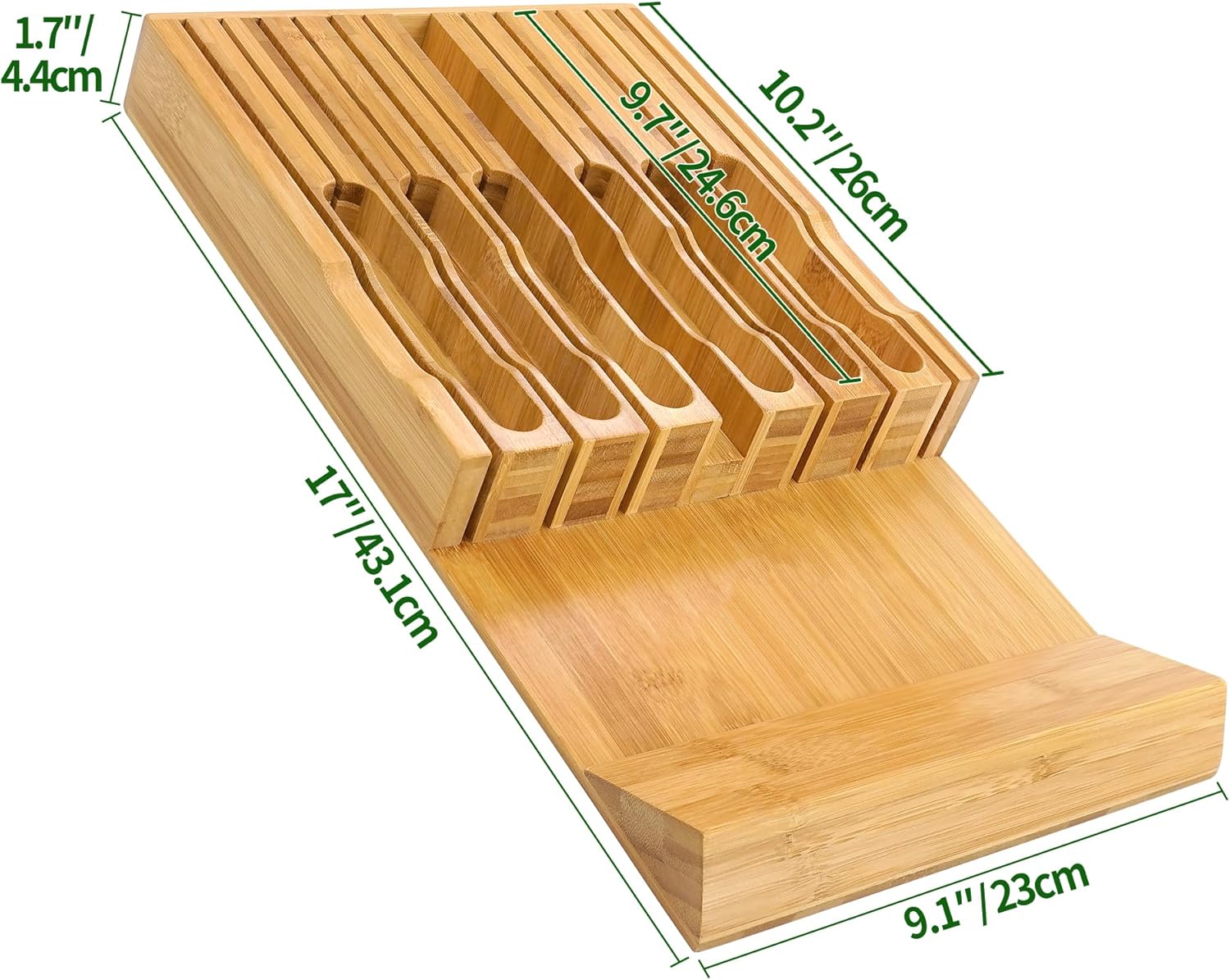 VaeFae Bamboo Knife Organizer - Store 12 Knives Keep Them Sharp in Style