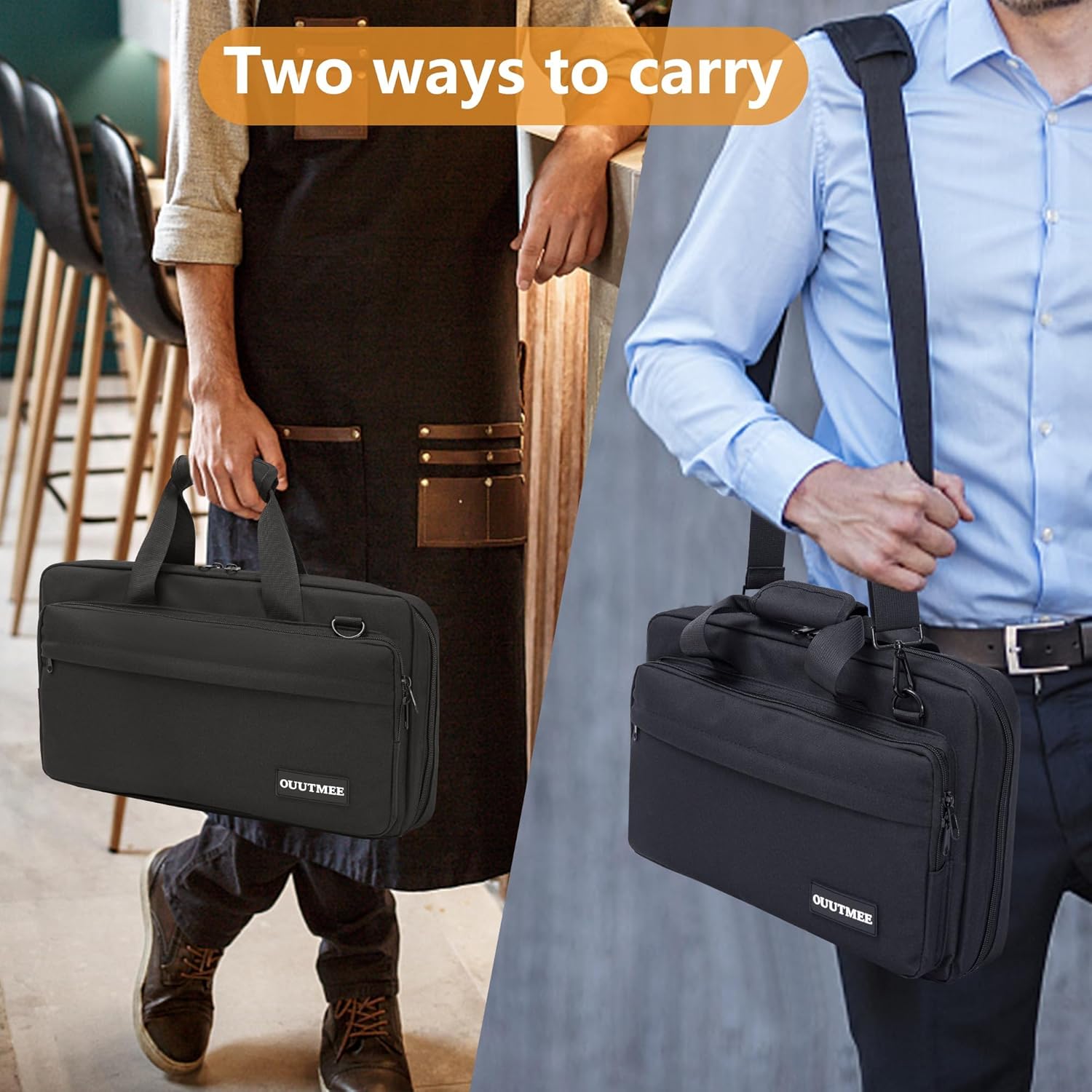 OUUTMEEChef Knife Bag for Professionals 25 Total Pockets Kitchen Utensils Organizer