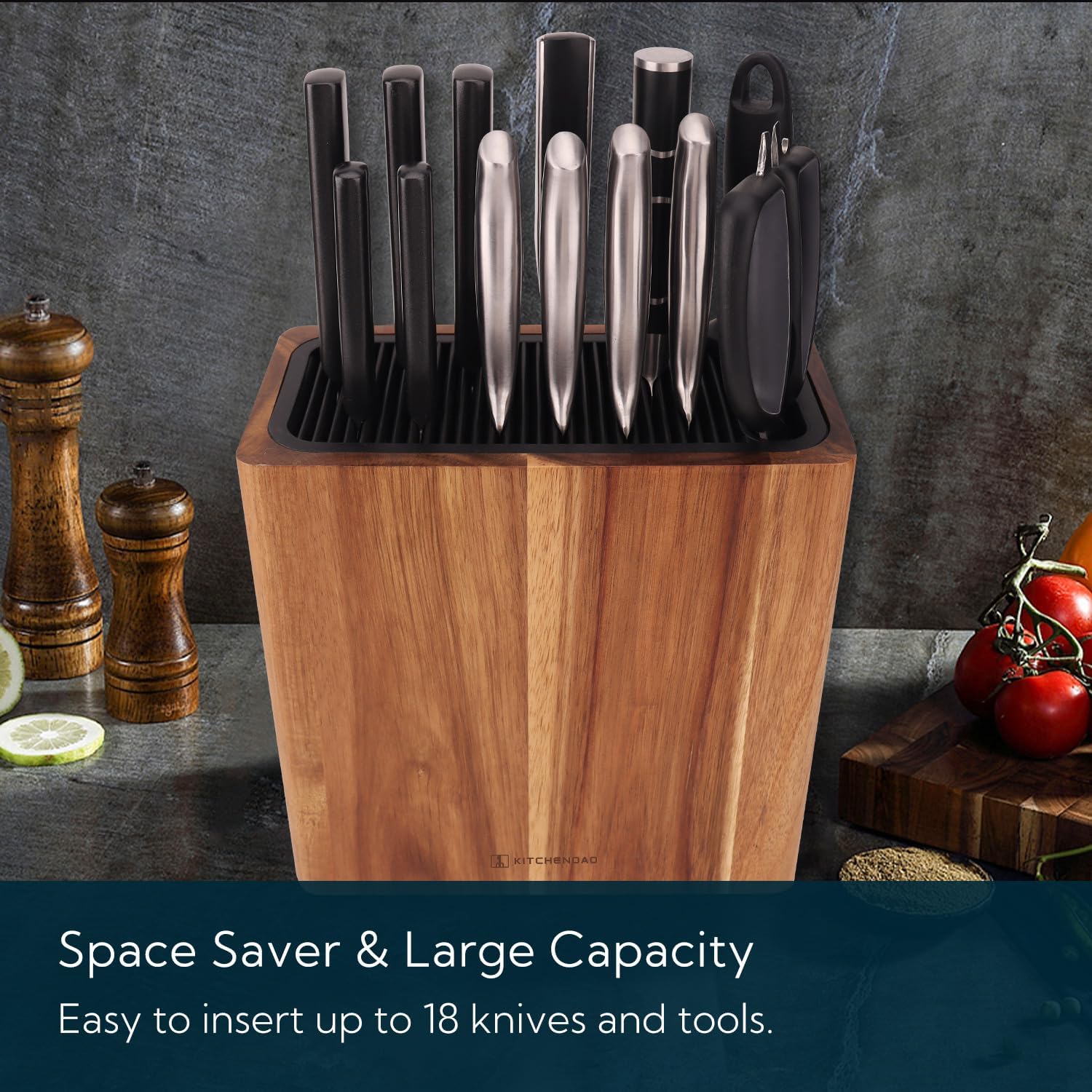 Kitchendao XL Acacia Wood Knife Block Holder