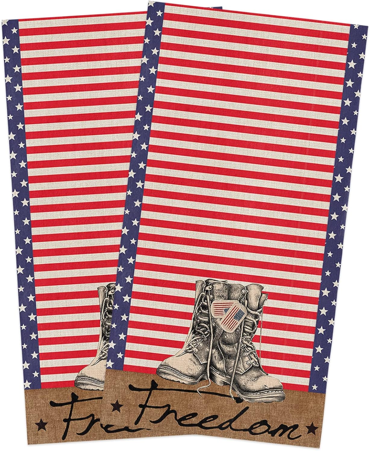 Patriotic Independence Stripes Kitchen Towels 18x28 2 Pack