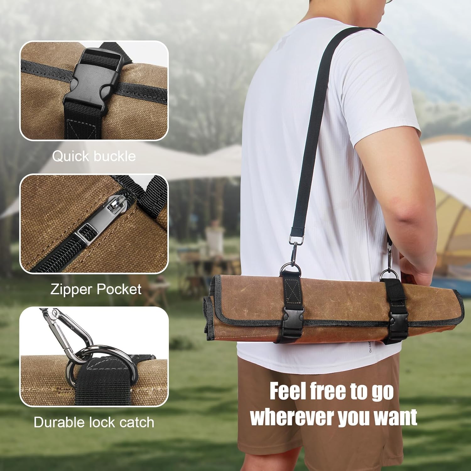 QEES Waxed Canvas Chef Knife Bag