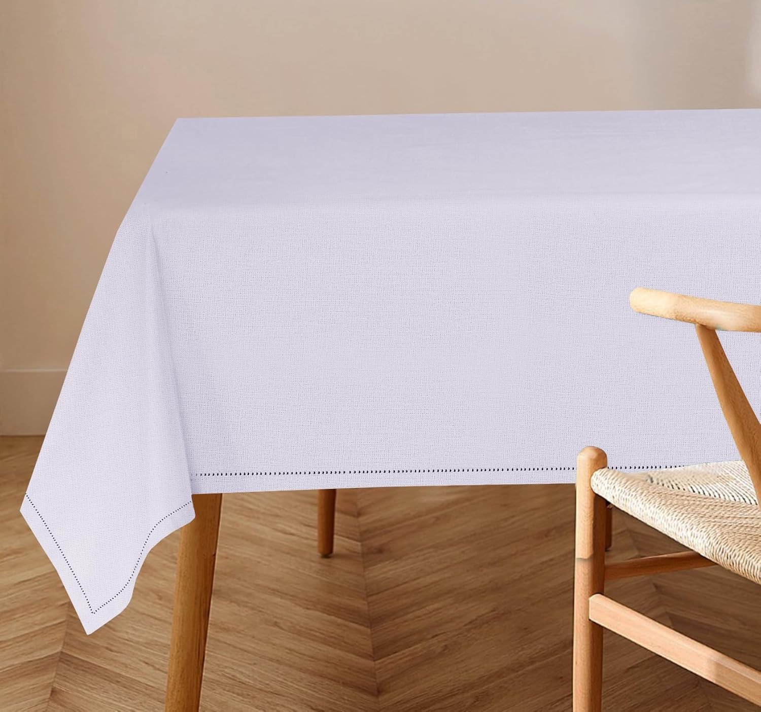 RUVANTI 84x60 Premium Linen Tablecloth Machine Washable Lavender Grey