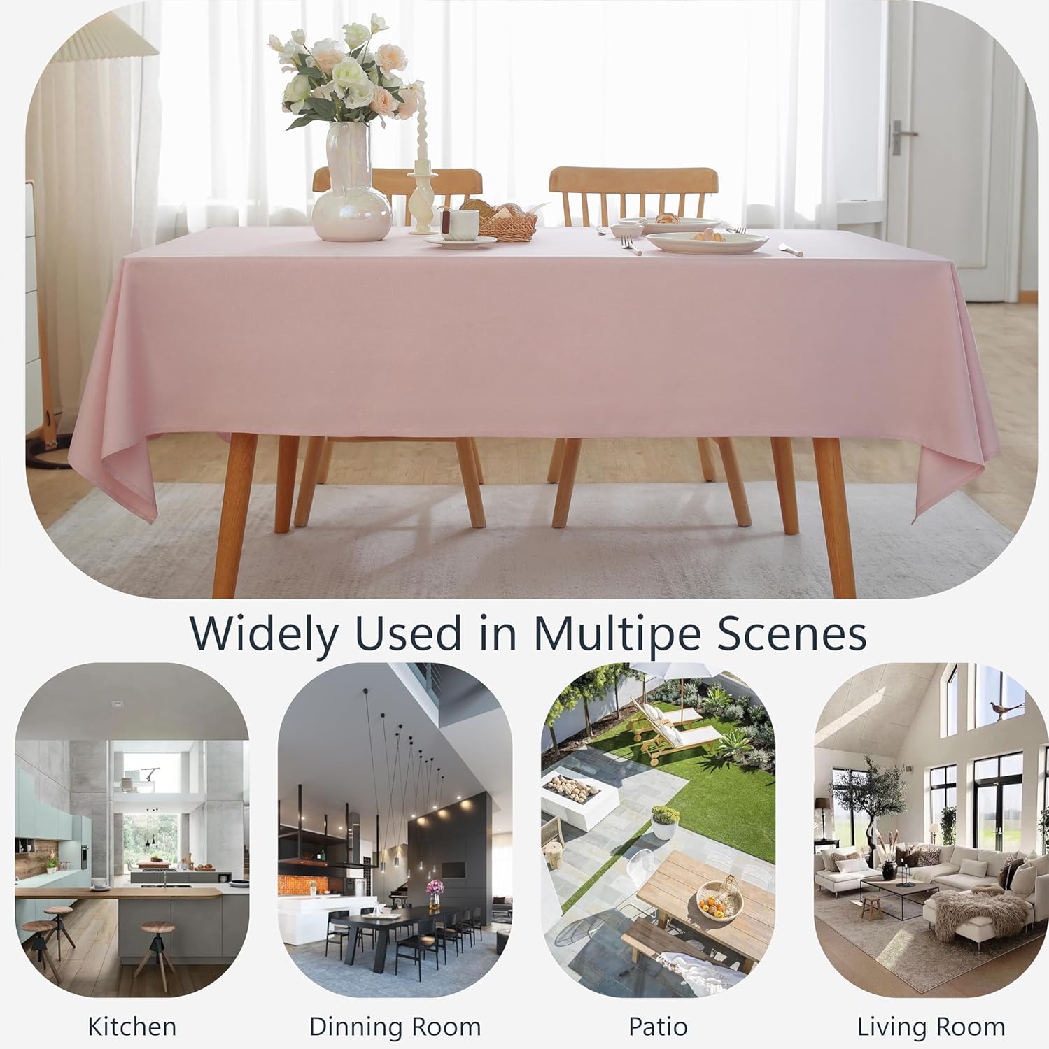 Alsoo Light Pink 60x90 Rectangle Table Cloth