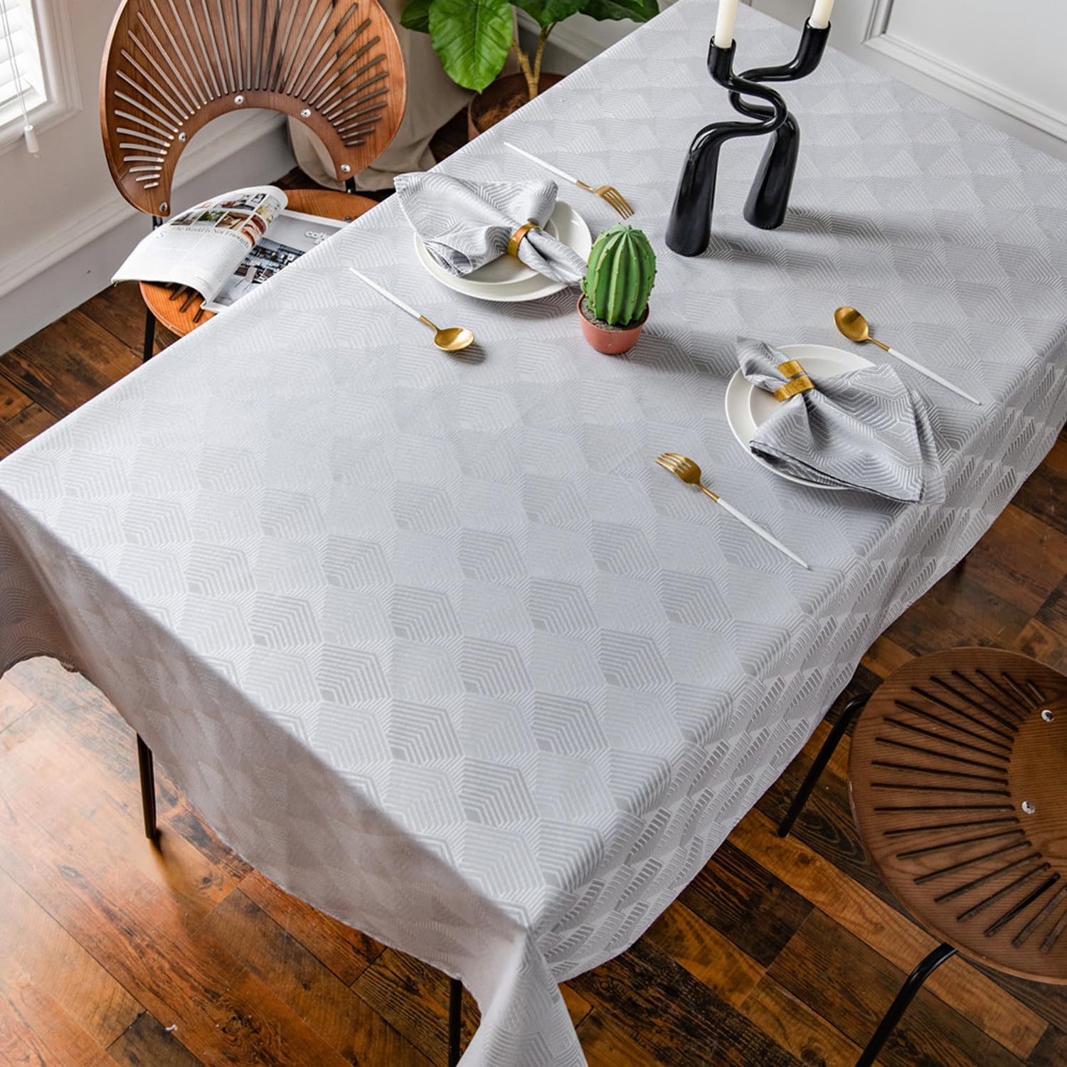 GOLD SAIL - Geometric Grey Tablecloth