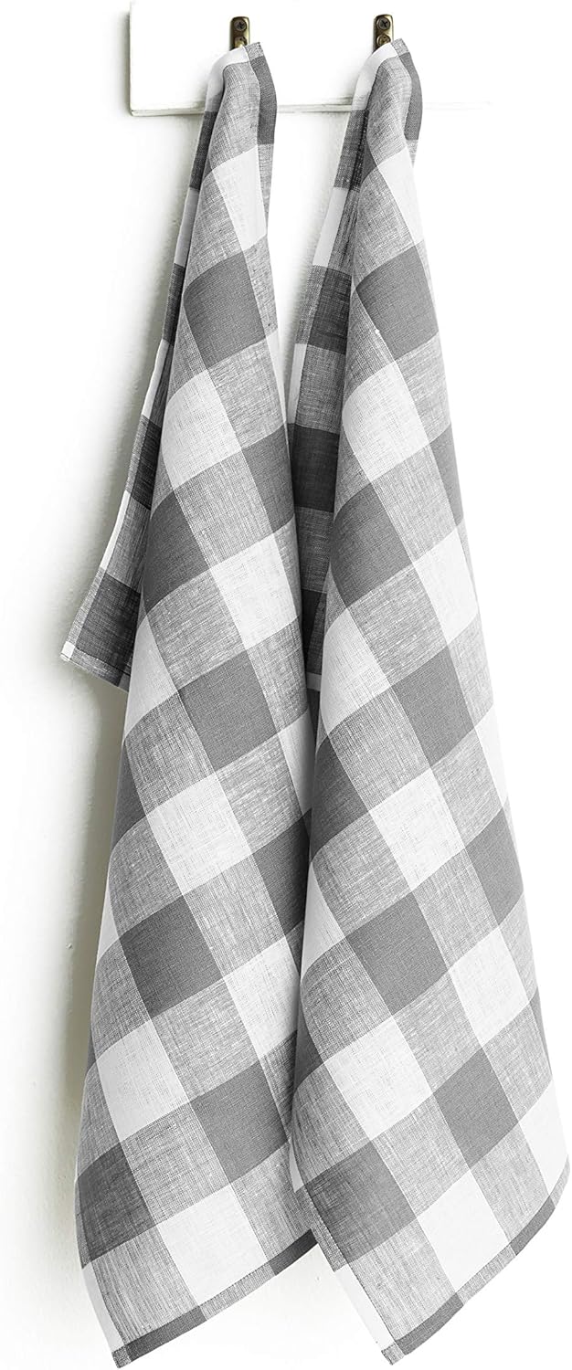 Perfect Pair of Grey White Buffa Check Kitchen Towels