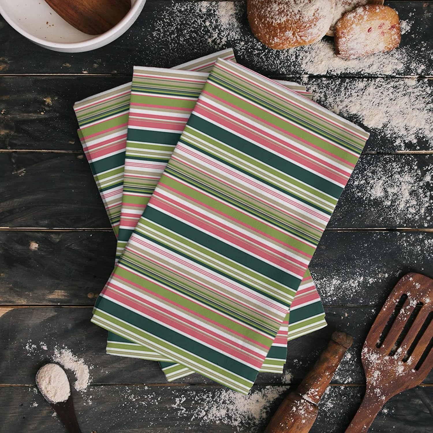4 Geo Rainbow Kitchen Dish Towels