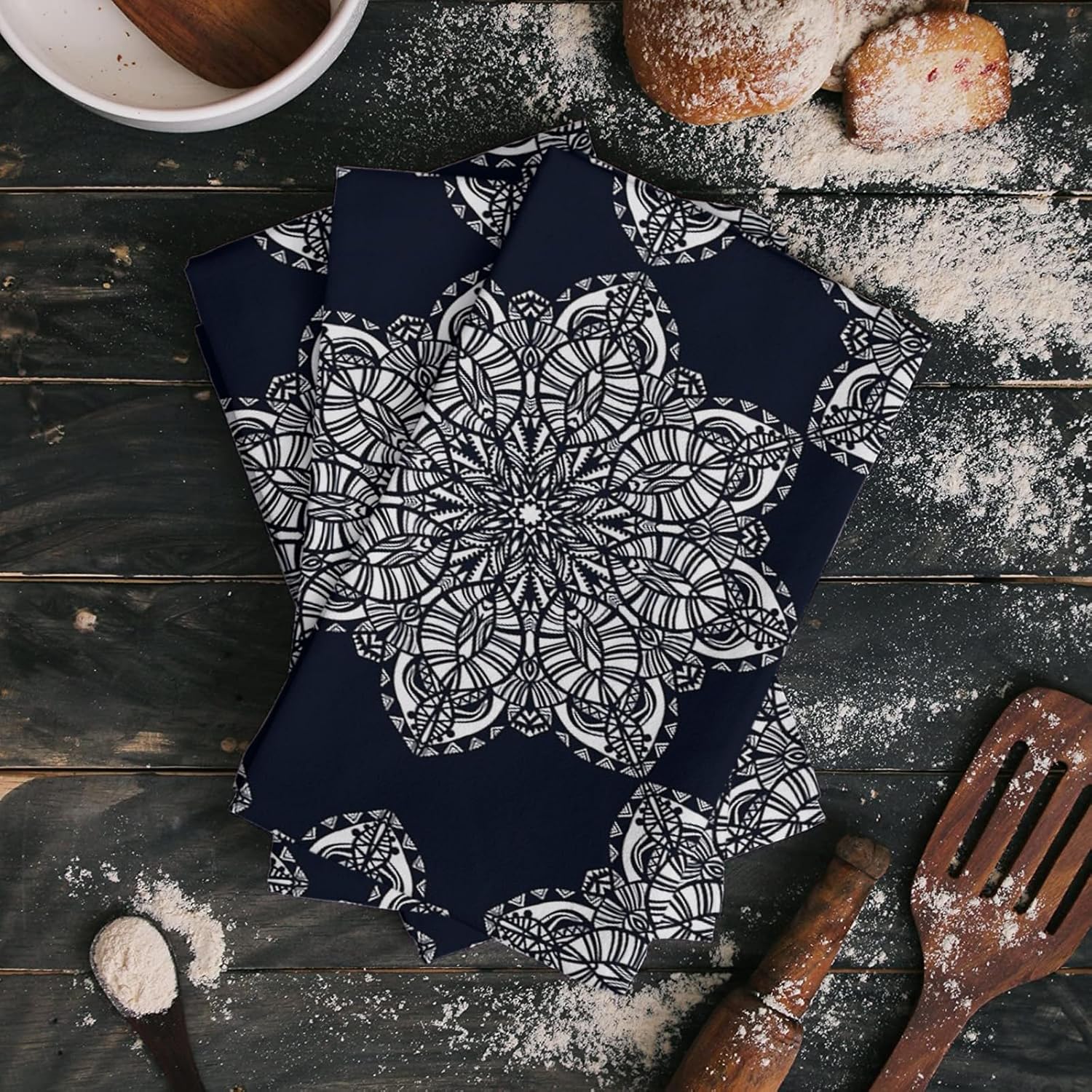 Abstract Mandala Kitchen Towels Super Soft Microfiber Quick Dry Durable Dishcloth Set
