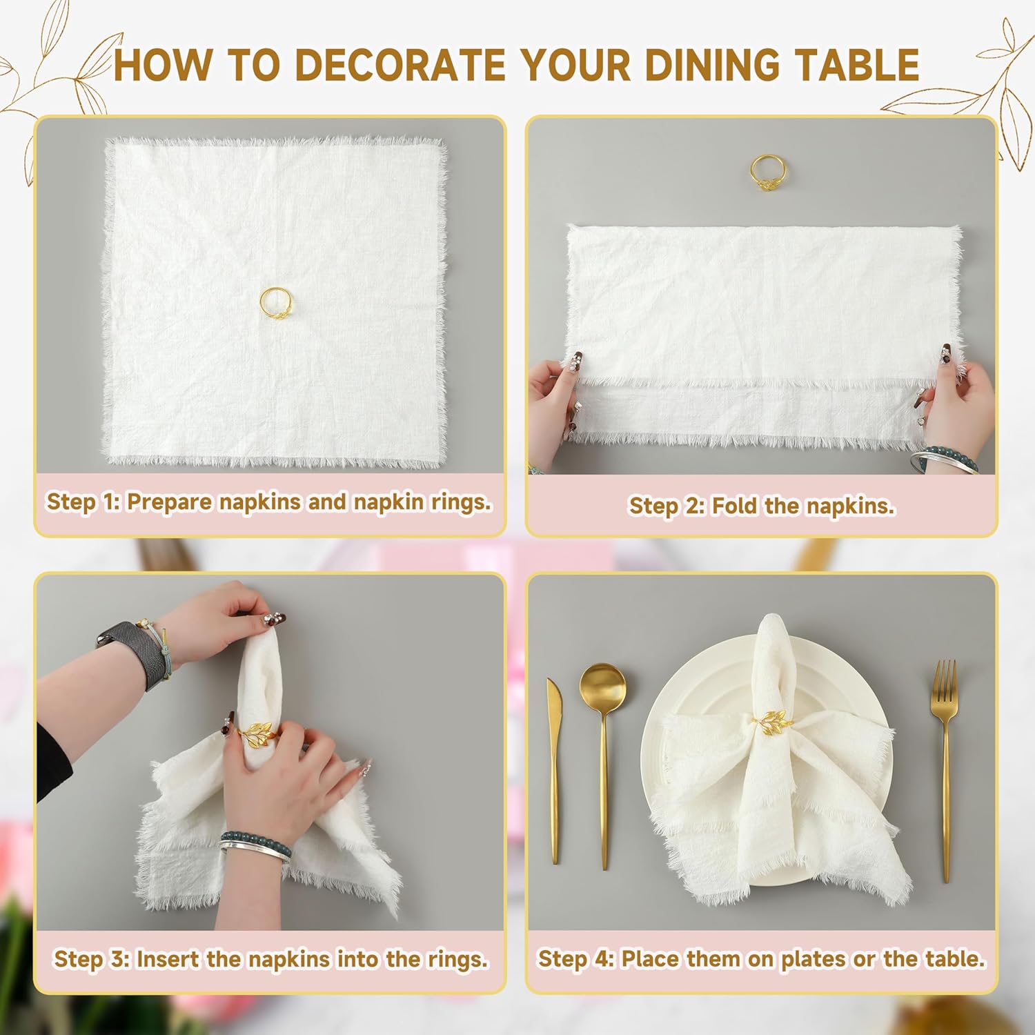Monkkino Gold Napkin Rings