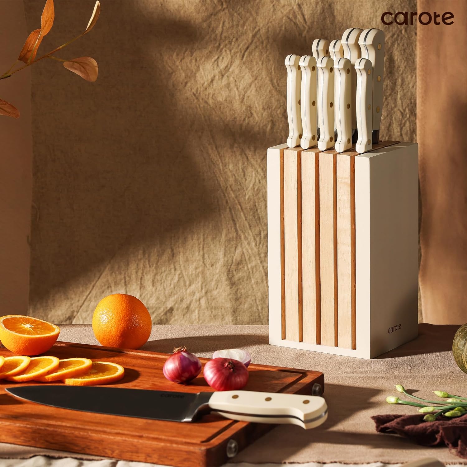CAROTE 11PCS Knife Set with Block for Kitchen