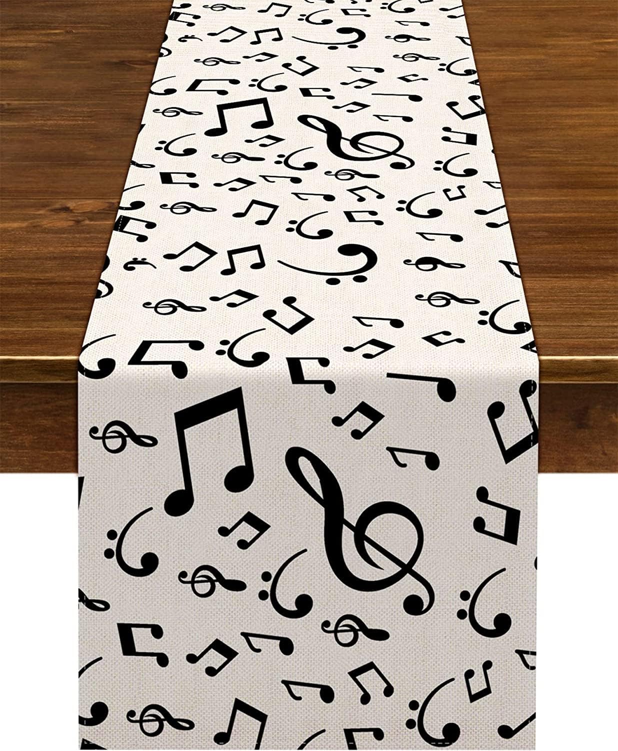 Linen Table Runner Music Party