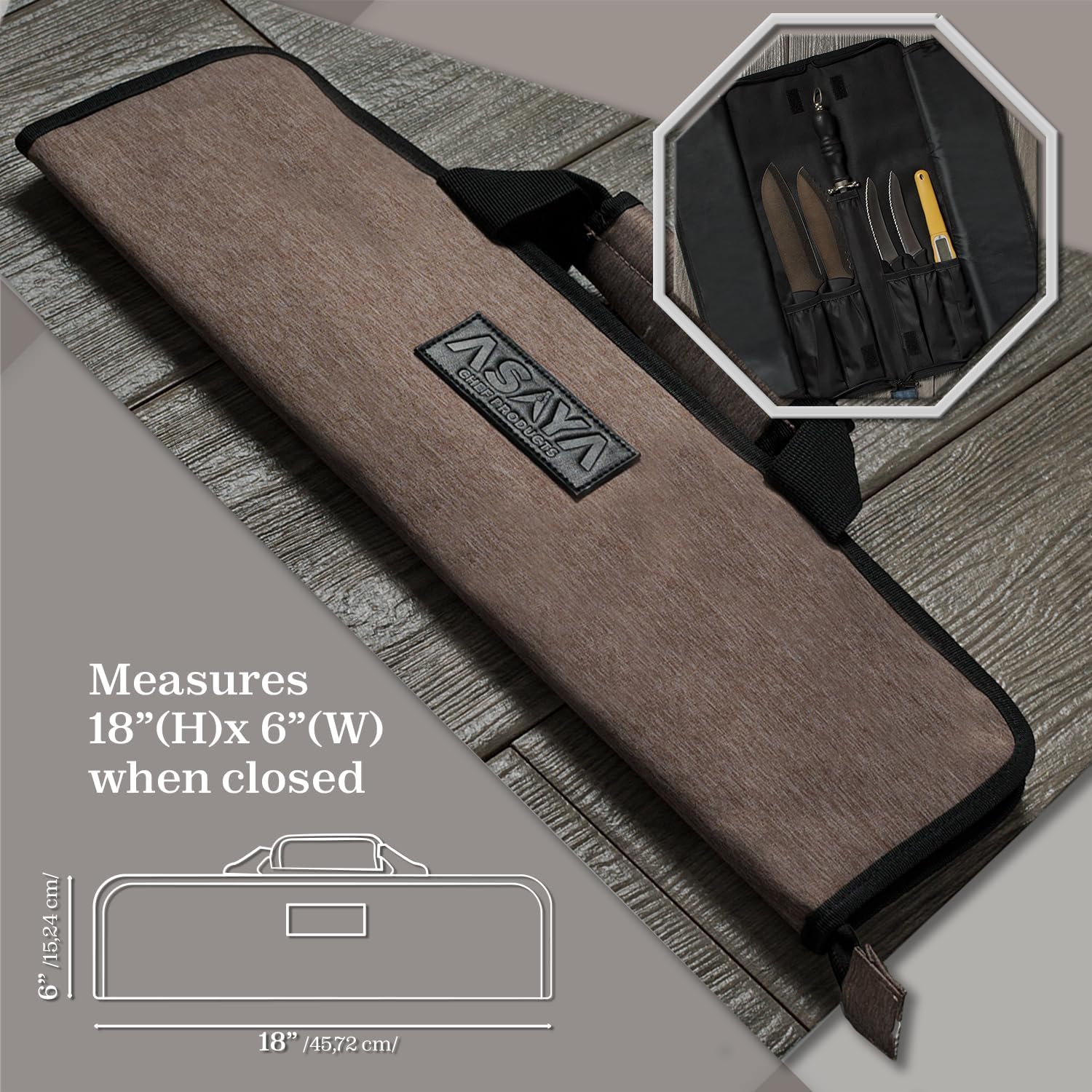 Asaya Chef Knife Roll Bag 12 Pockets for Traveling Chefs