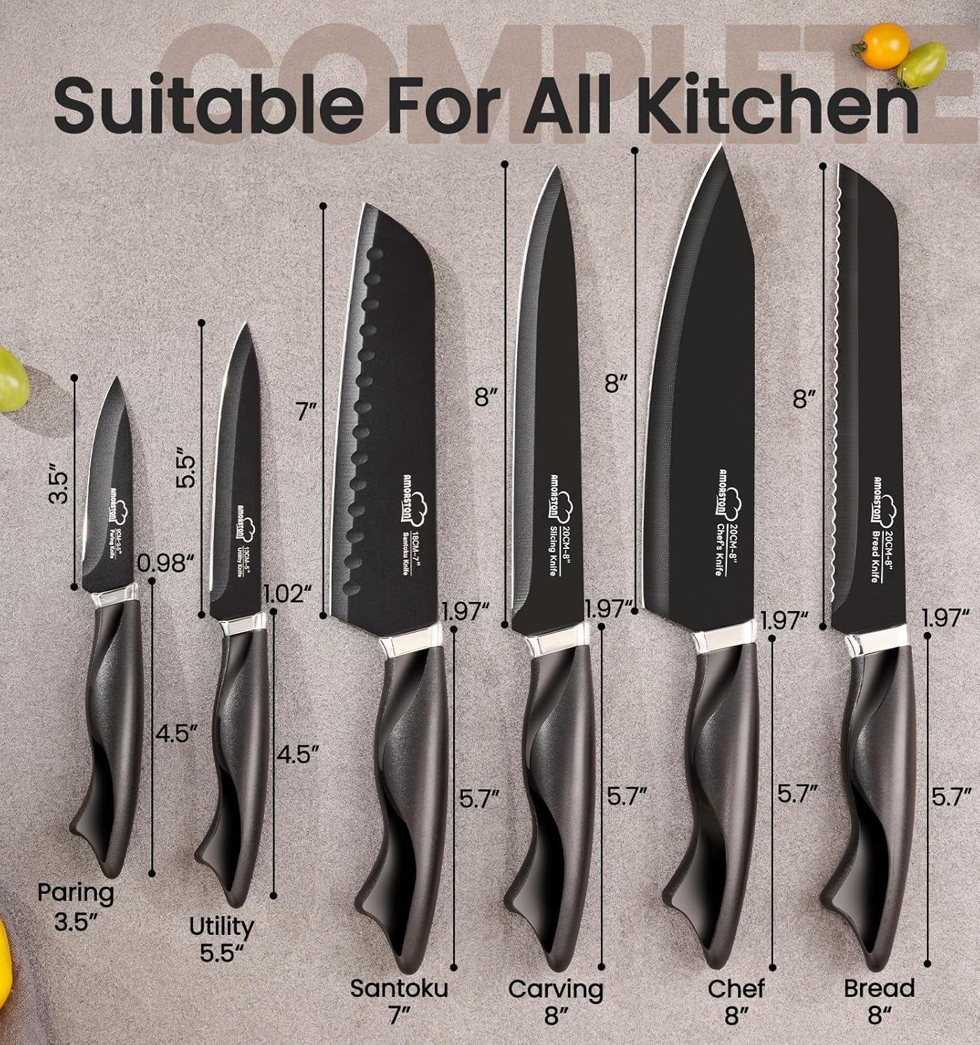 15-Piece Luxury knives set with built-in sharpener