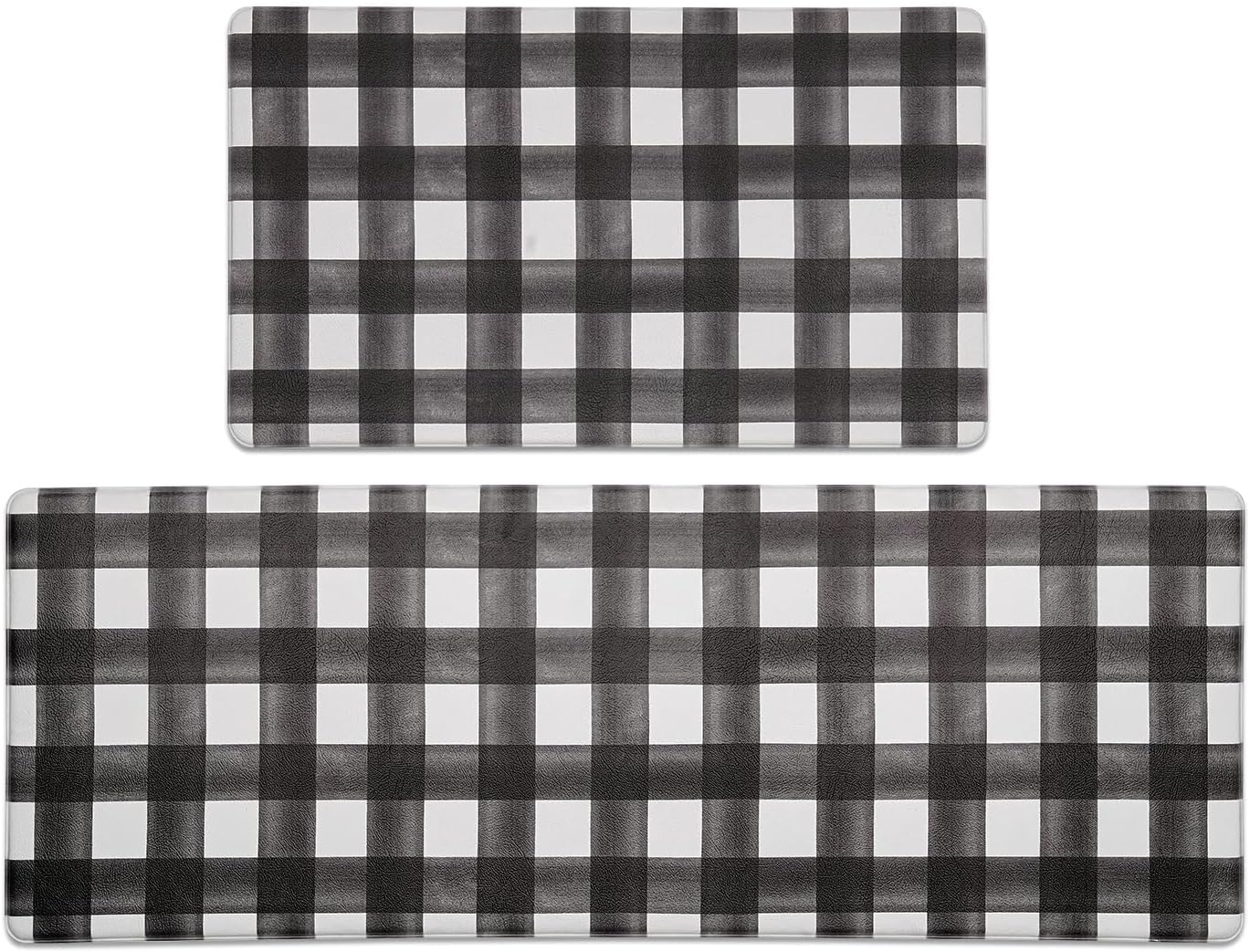 FRESHMINT Modern Farmhouse Plaid Kitchen Mats Set