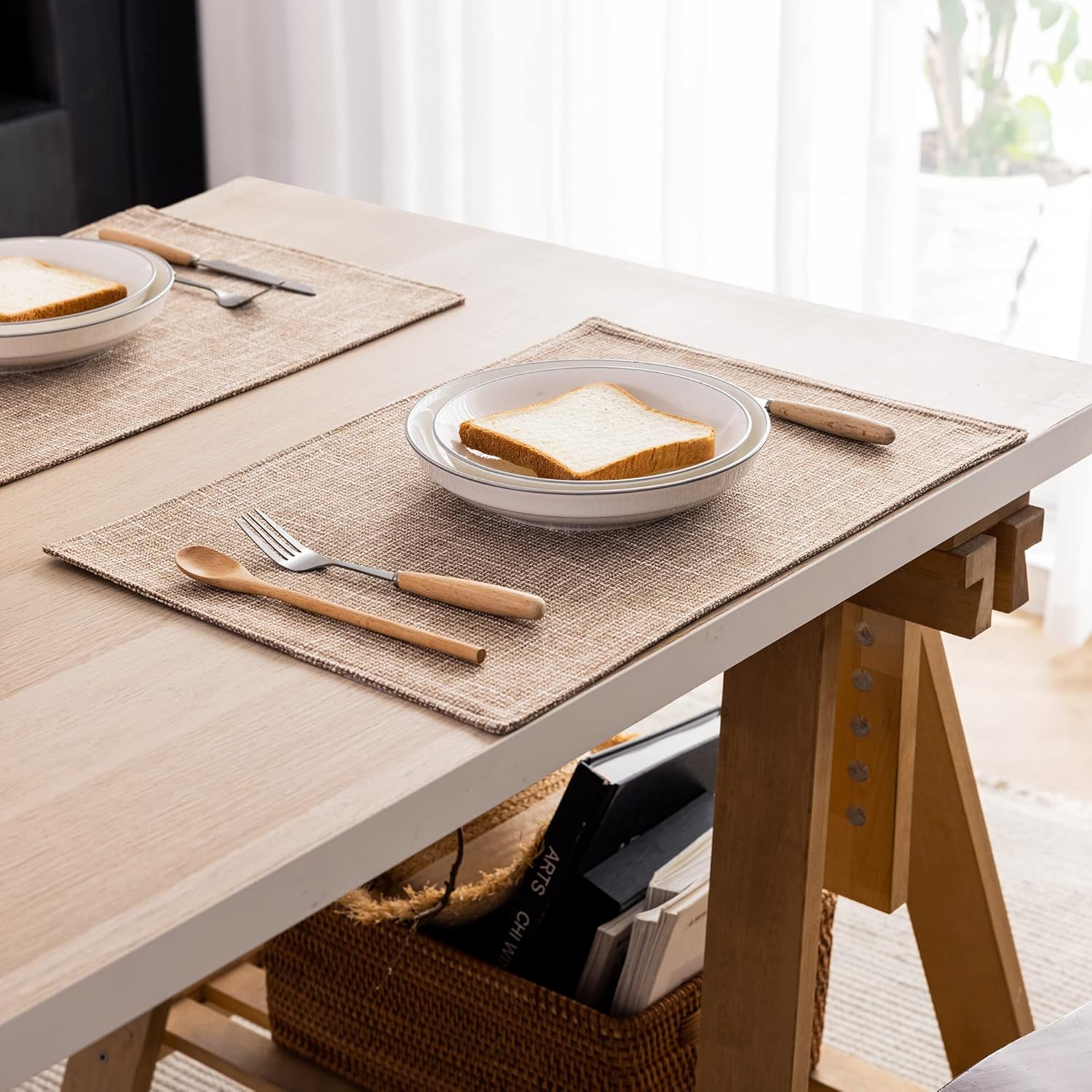 Natural Linen Kitchen Place Mats Heat Resistant