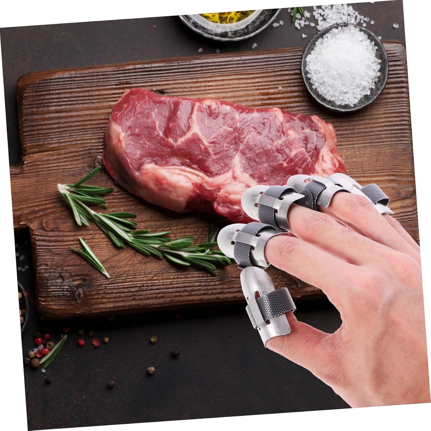 Stainless Steel Finger Protectors 5-Piece Set for Cutting and Slicing