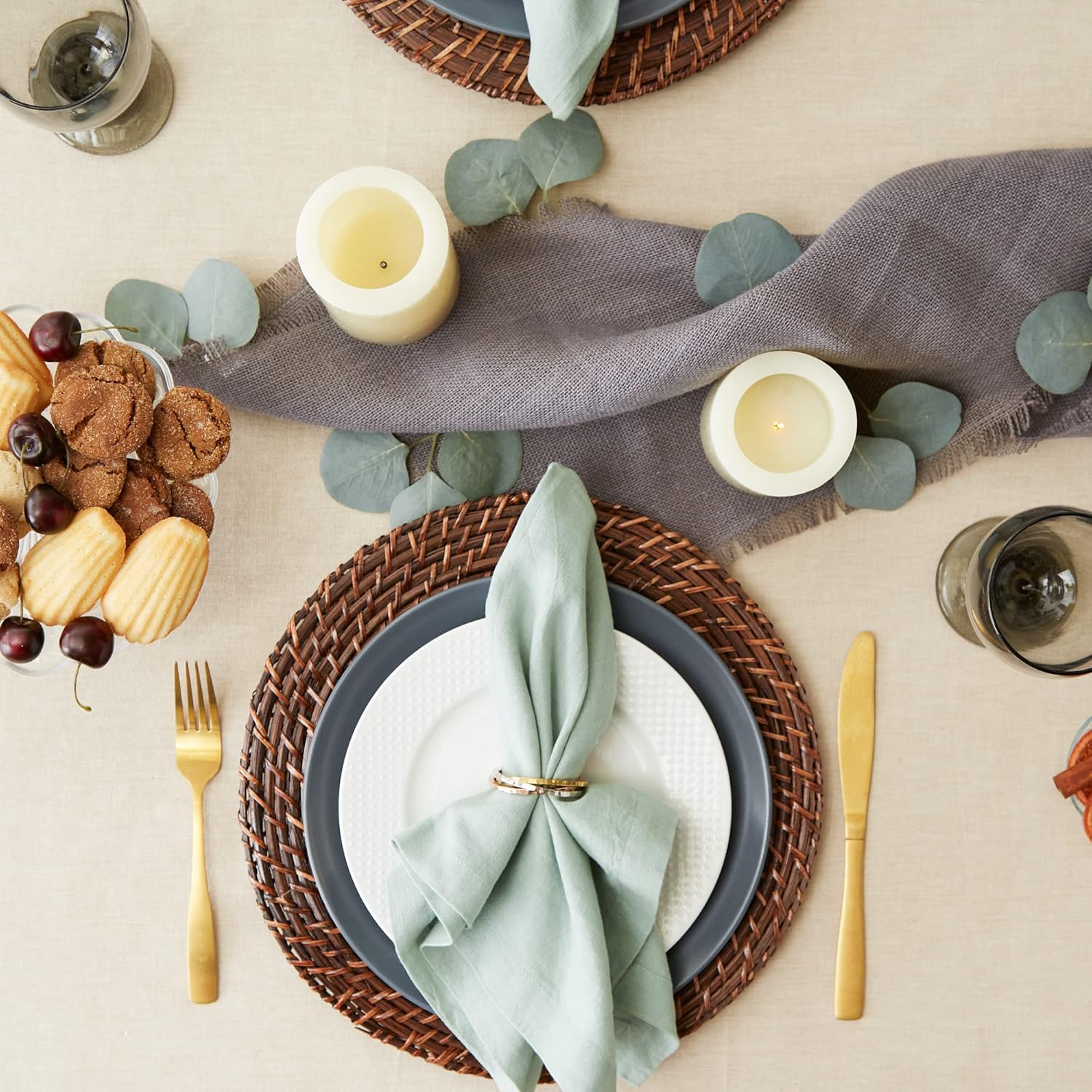 DII French Stripe Tablecloth 60x104_taupeBlack