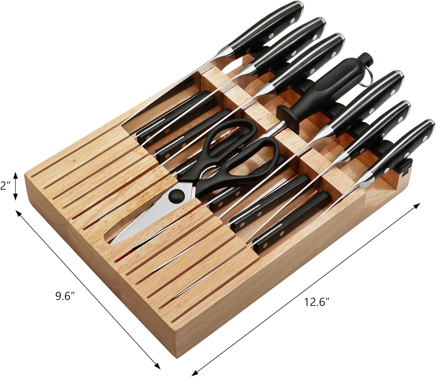 N NOBLE FAMILY 16Pcs Knife Set with Block and Sharpener