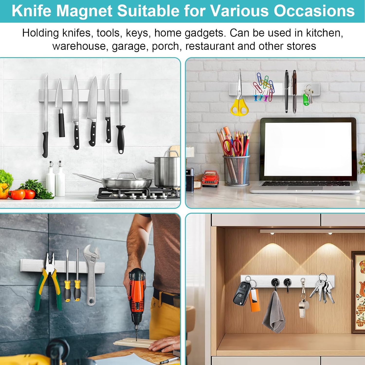 16-inch Magnetic Knife Strip No Drill Heavy Duty