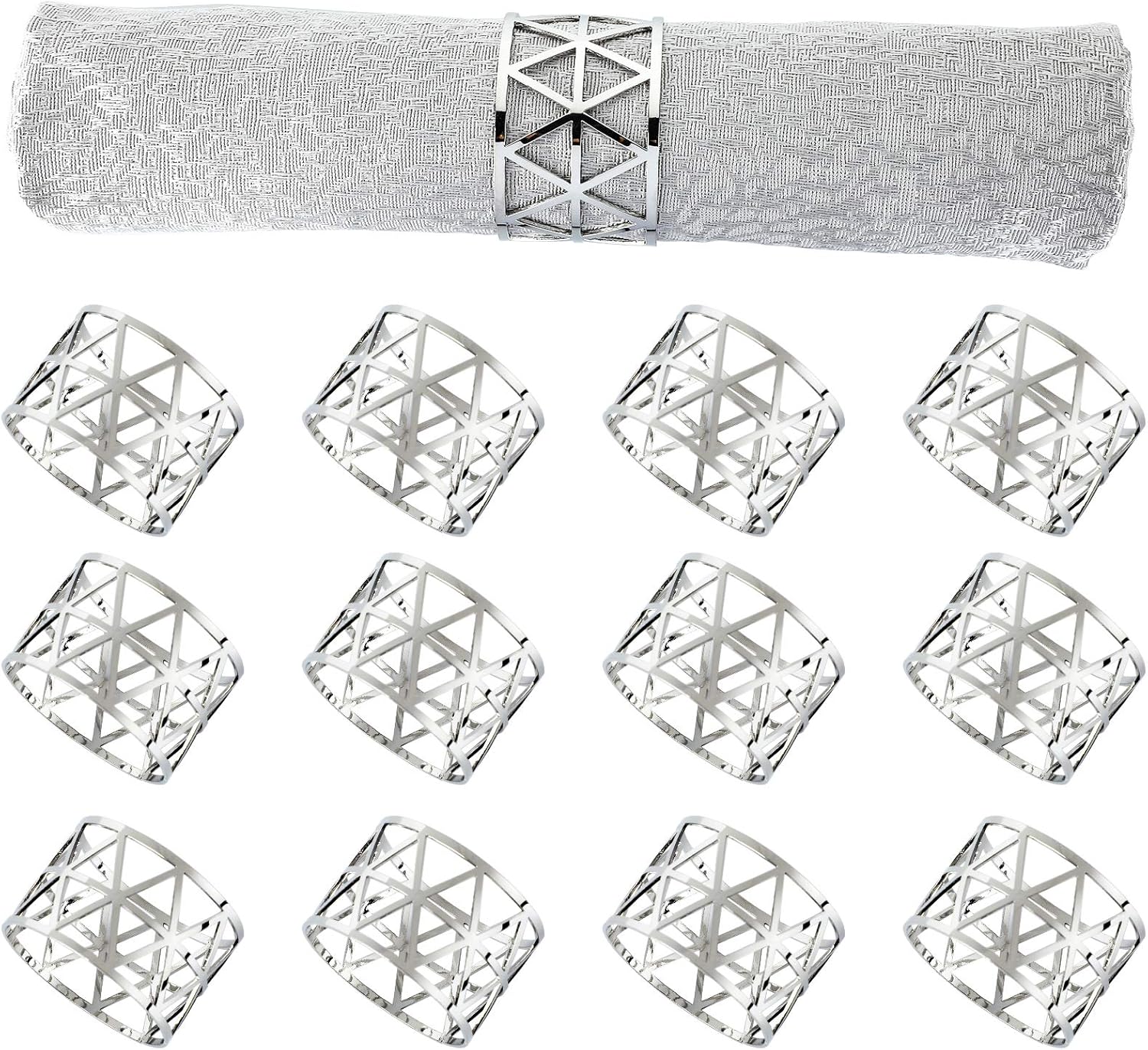 Elegant 12-Piece Silver Napkin Rings Set for Table Setting