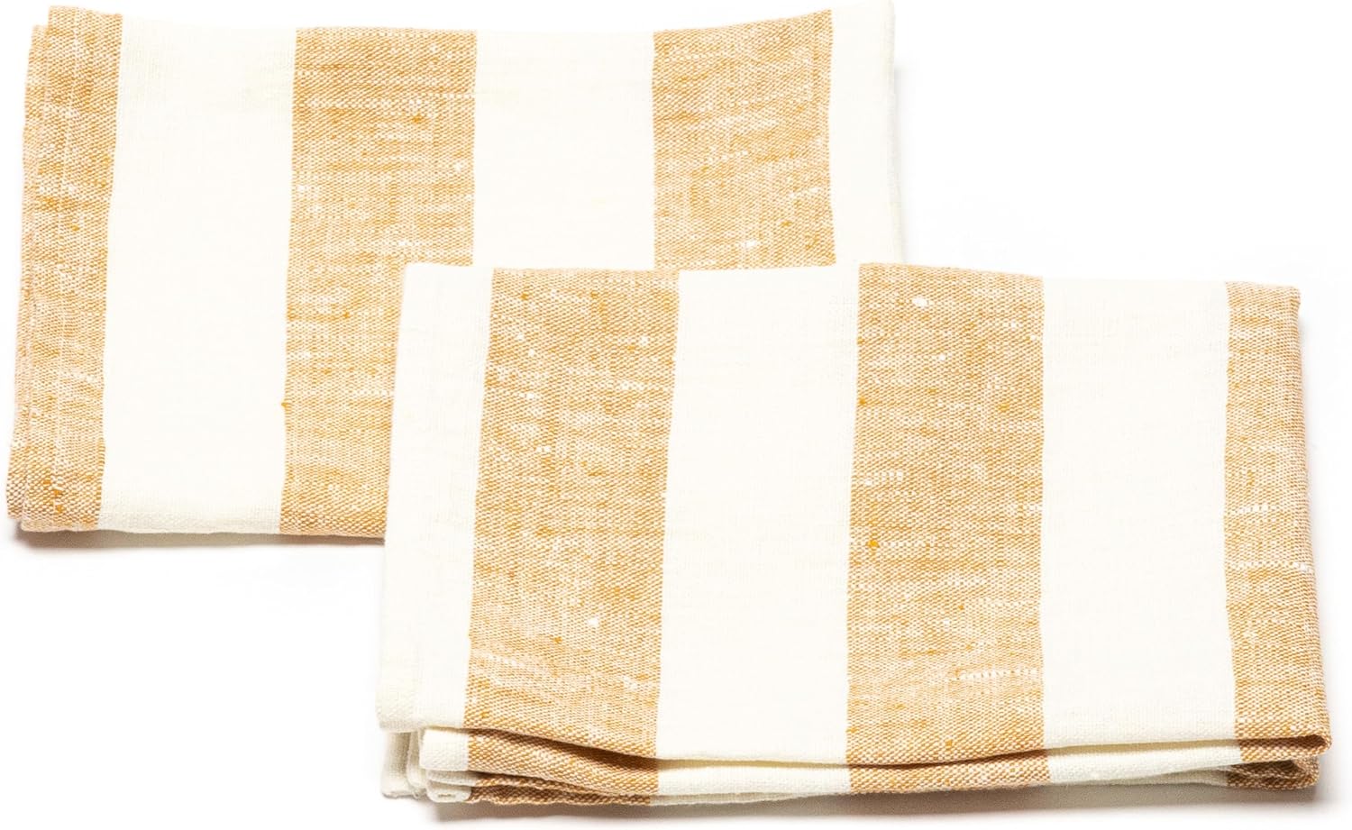 Set of 2 18x26 Gold Linen Tea Towels Machine Washable Absorbent