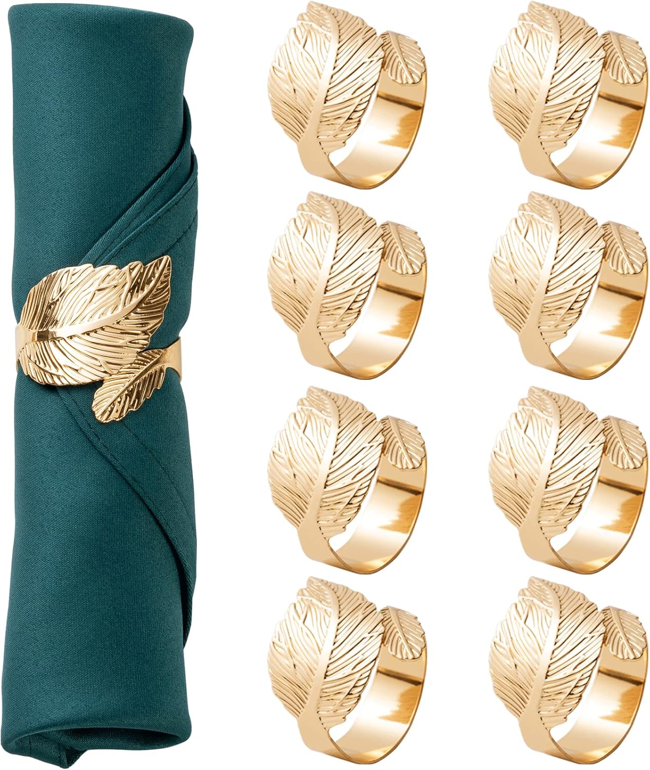 Sturdy 8-Piece Gold Napkin Rings Durable Elegant for Dining