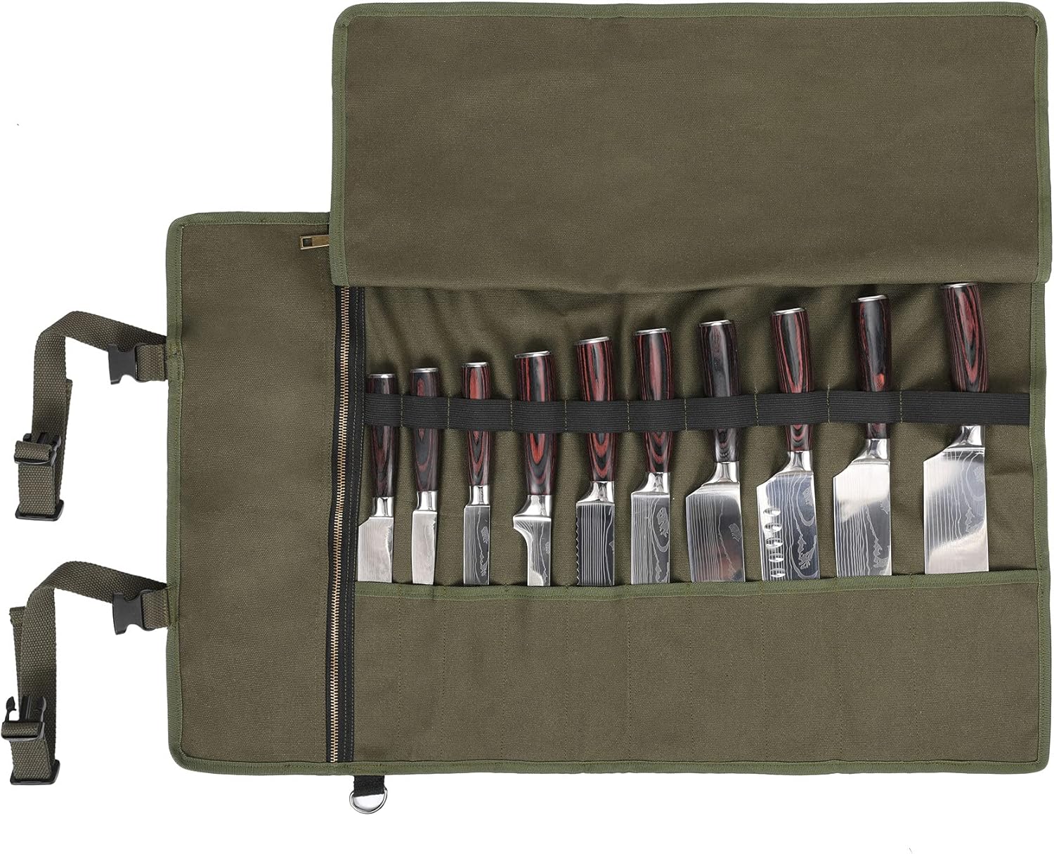 Heavy Duty 16 Oz Waxed Canvas Knife Roll Case