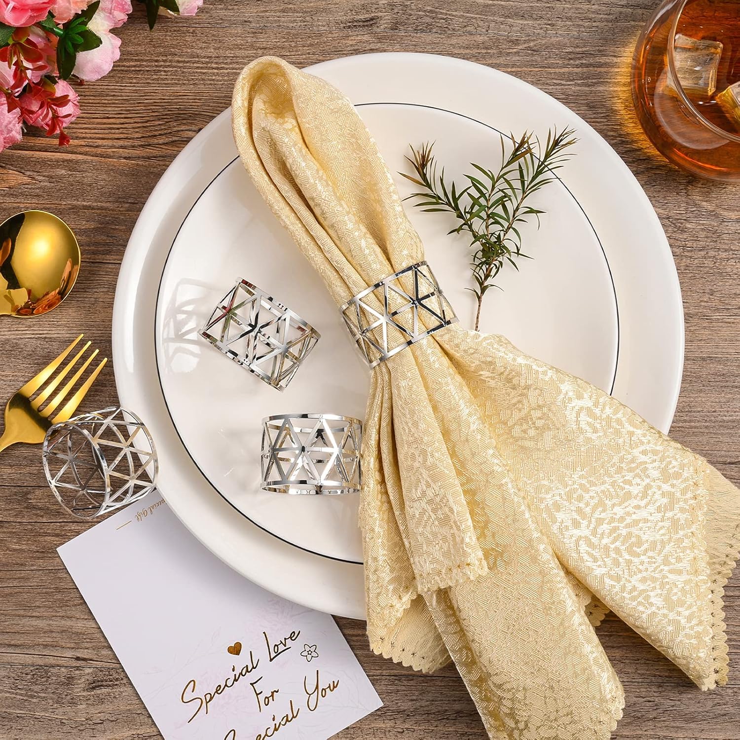 Elegant 12-Piece Silver Napkin Rings Set for Table Setting