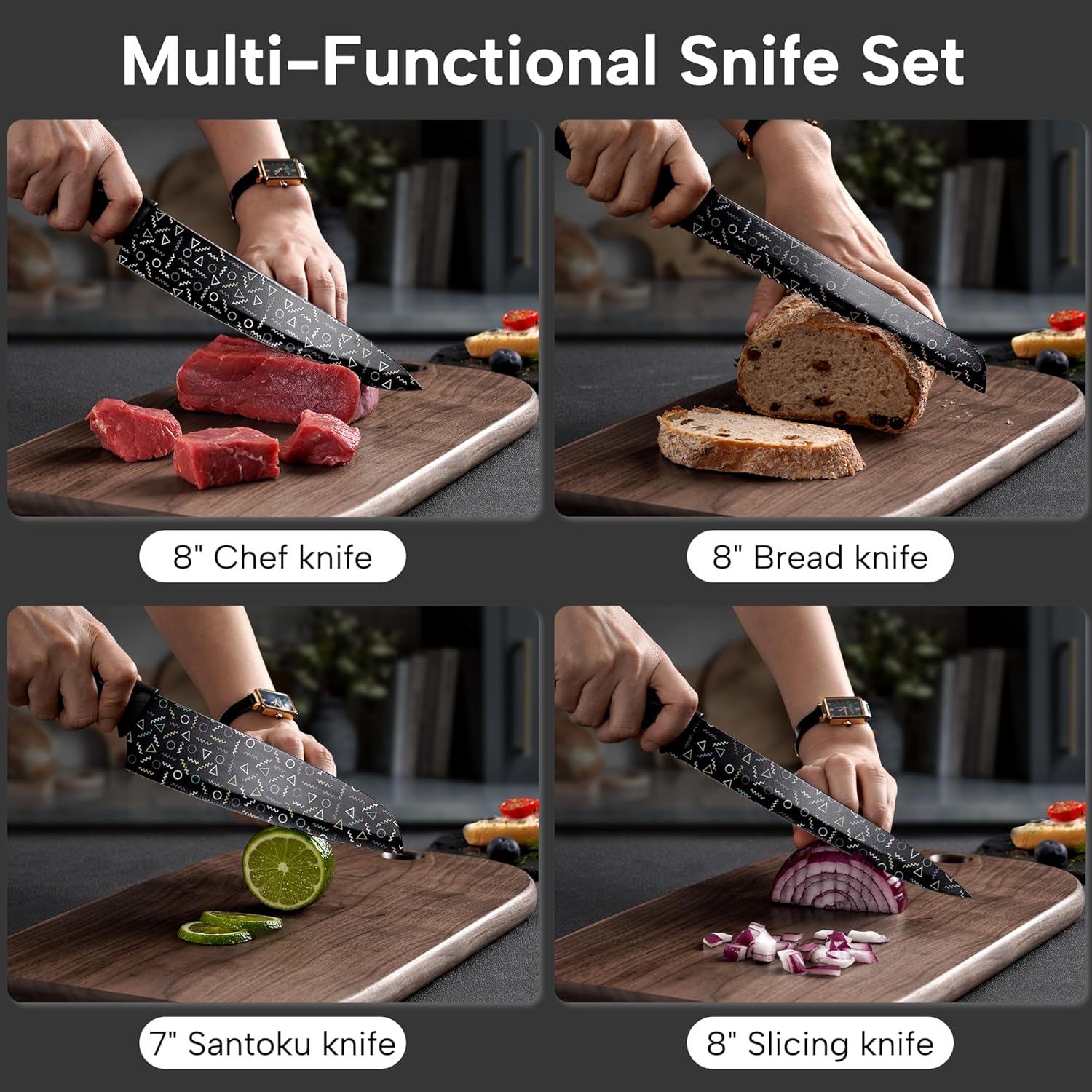 Astercook 15-Piece Knife Set with Built-in Sharpener