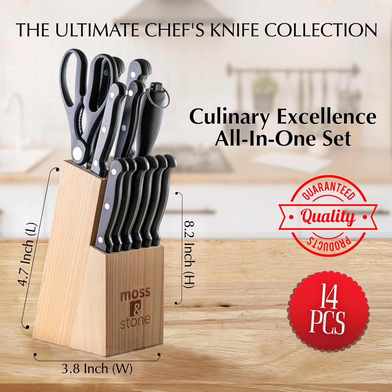 Sturdy 14-Piece knives set with premium stainless steel blades