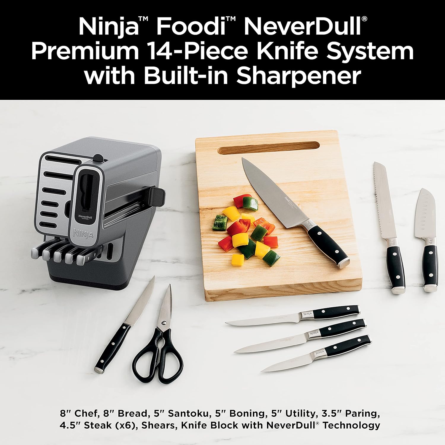 Ninja 14-Piece Knife Set with Black Block and NeverDull Sharpener