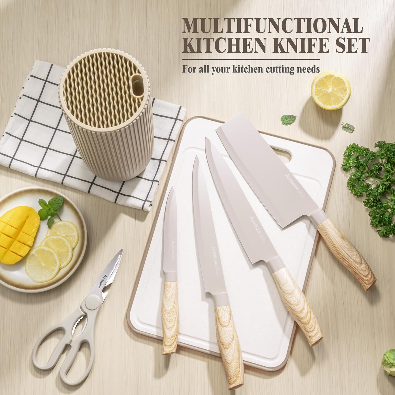 Astercook 6-Piece Knives Set with rust-resistant ergonomic design
