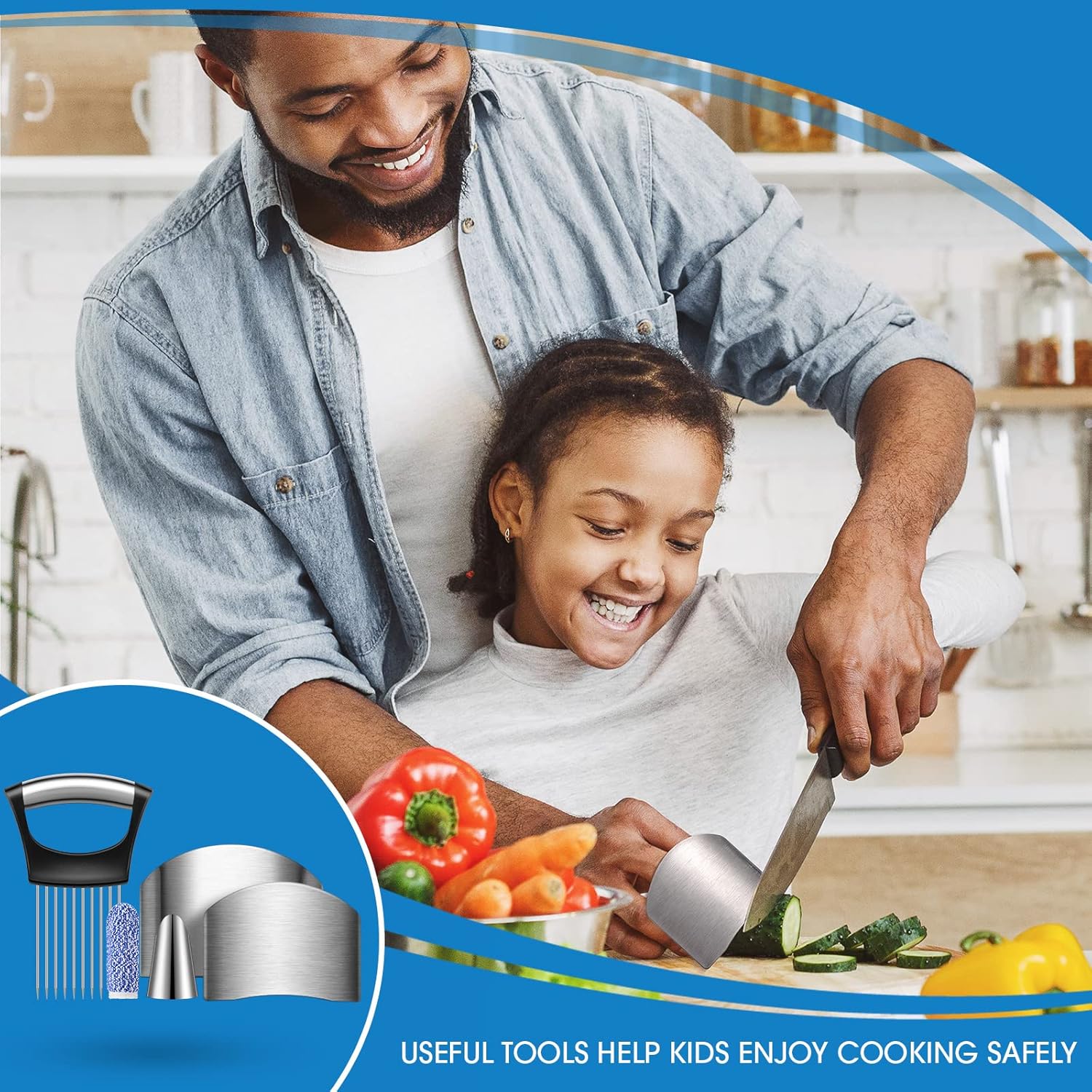 9-Piece Stainless Steel Finger Guards for Slicing and Cooking