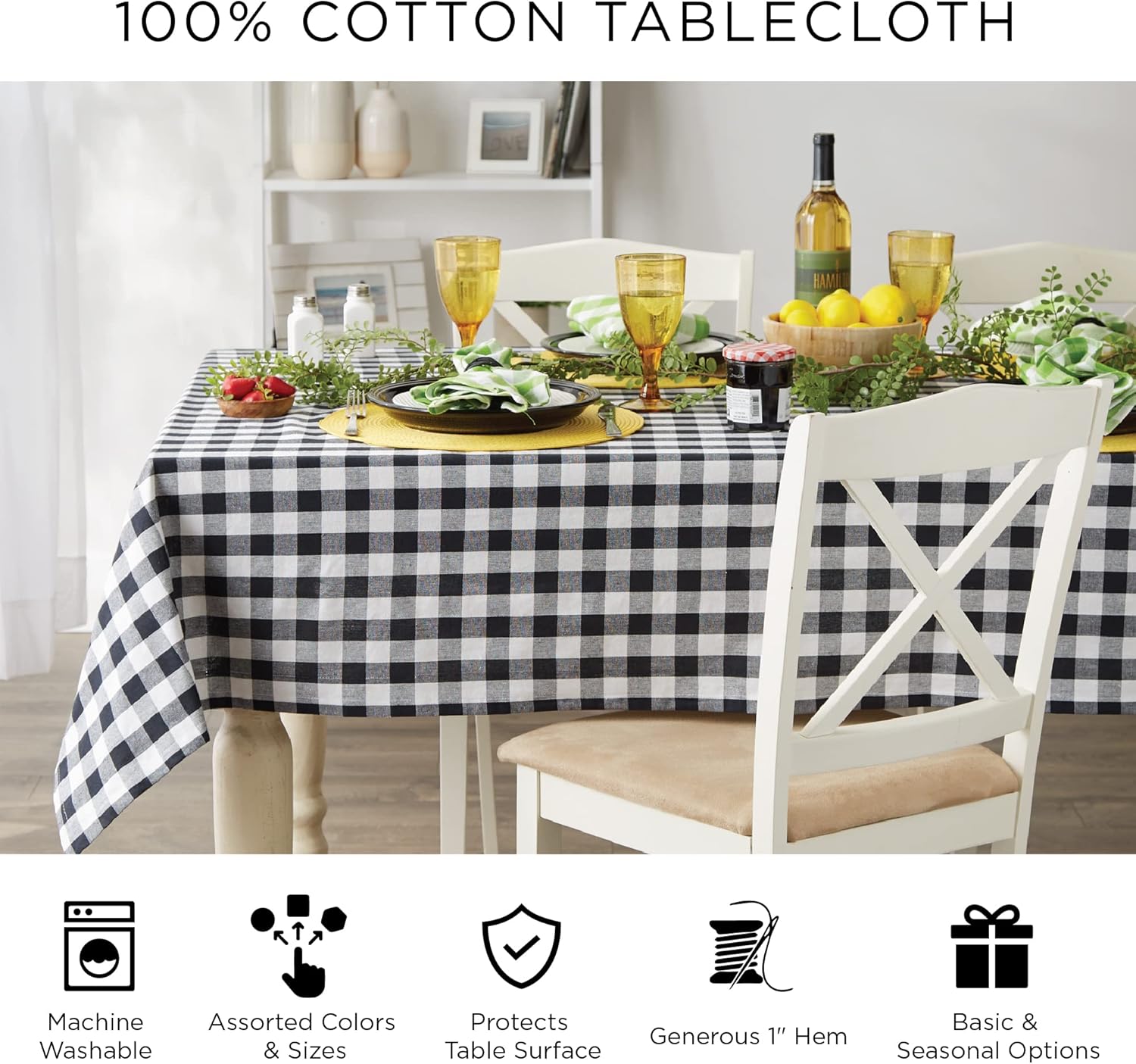DII French Stripe Tablecloth 60x104_taupeBlack