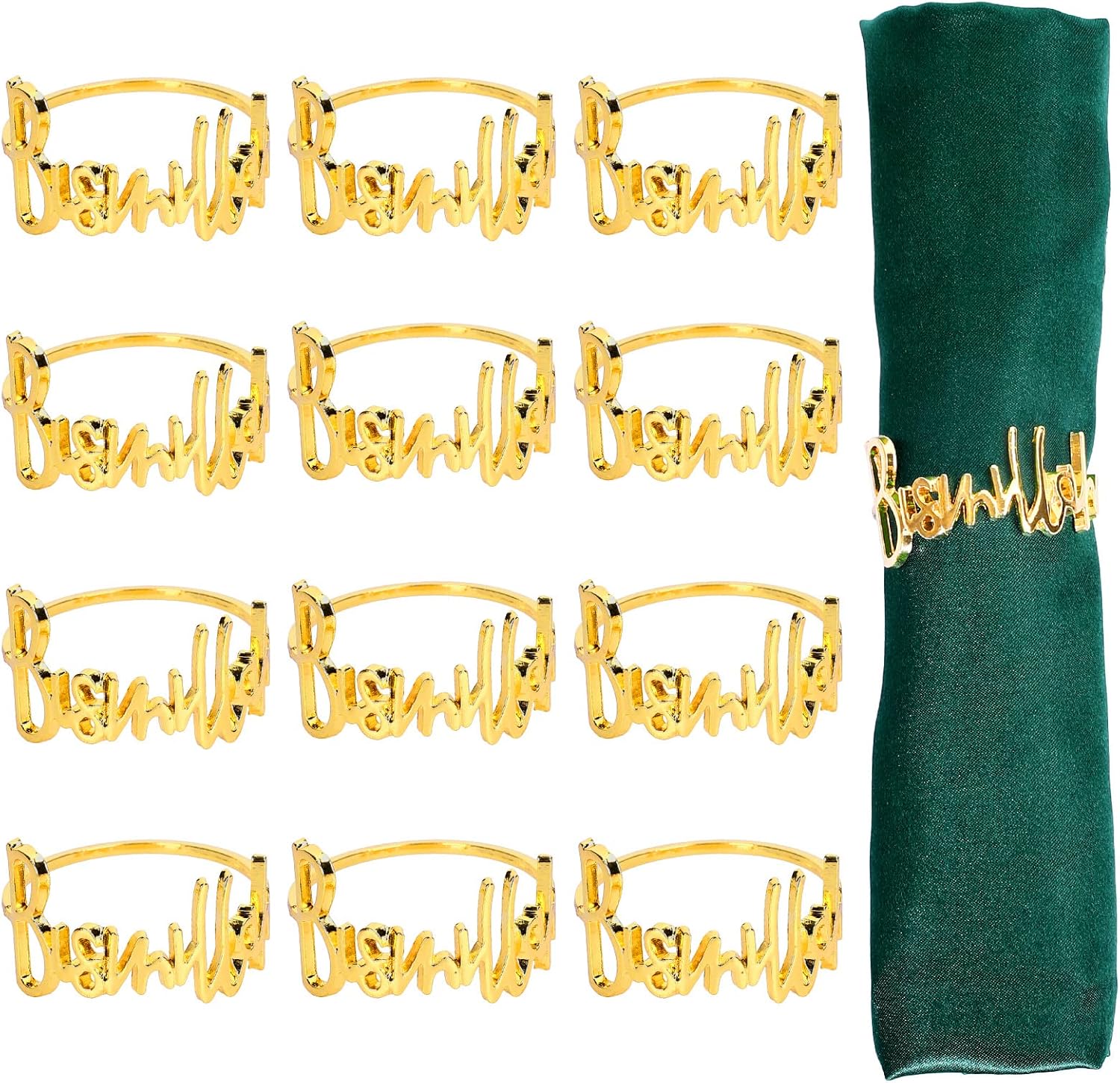 12pc Gold Napkin Rings with Bismillah for Eid Ramadan More