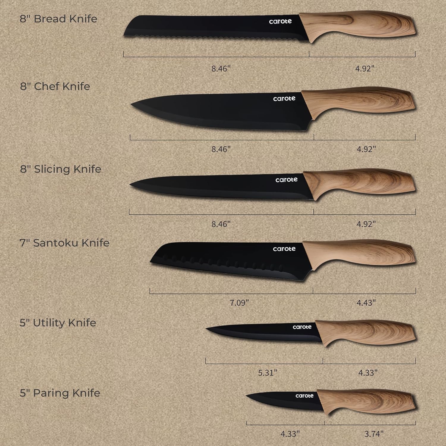 12-Piece Knives Set from CAROTE