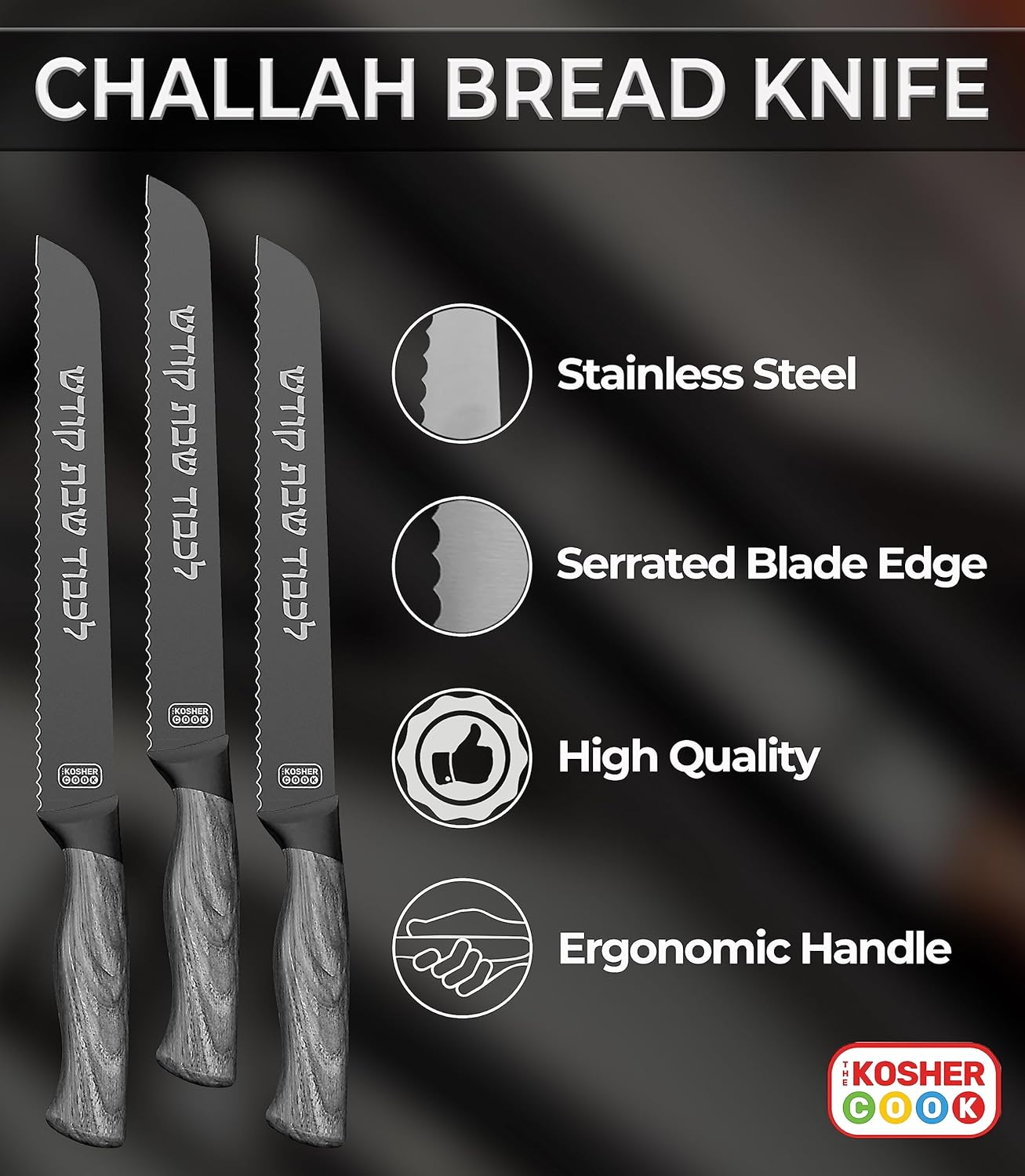 The Kosher Cook Premium Stainless Steel Challah Bread Knife